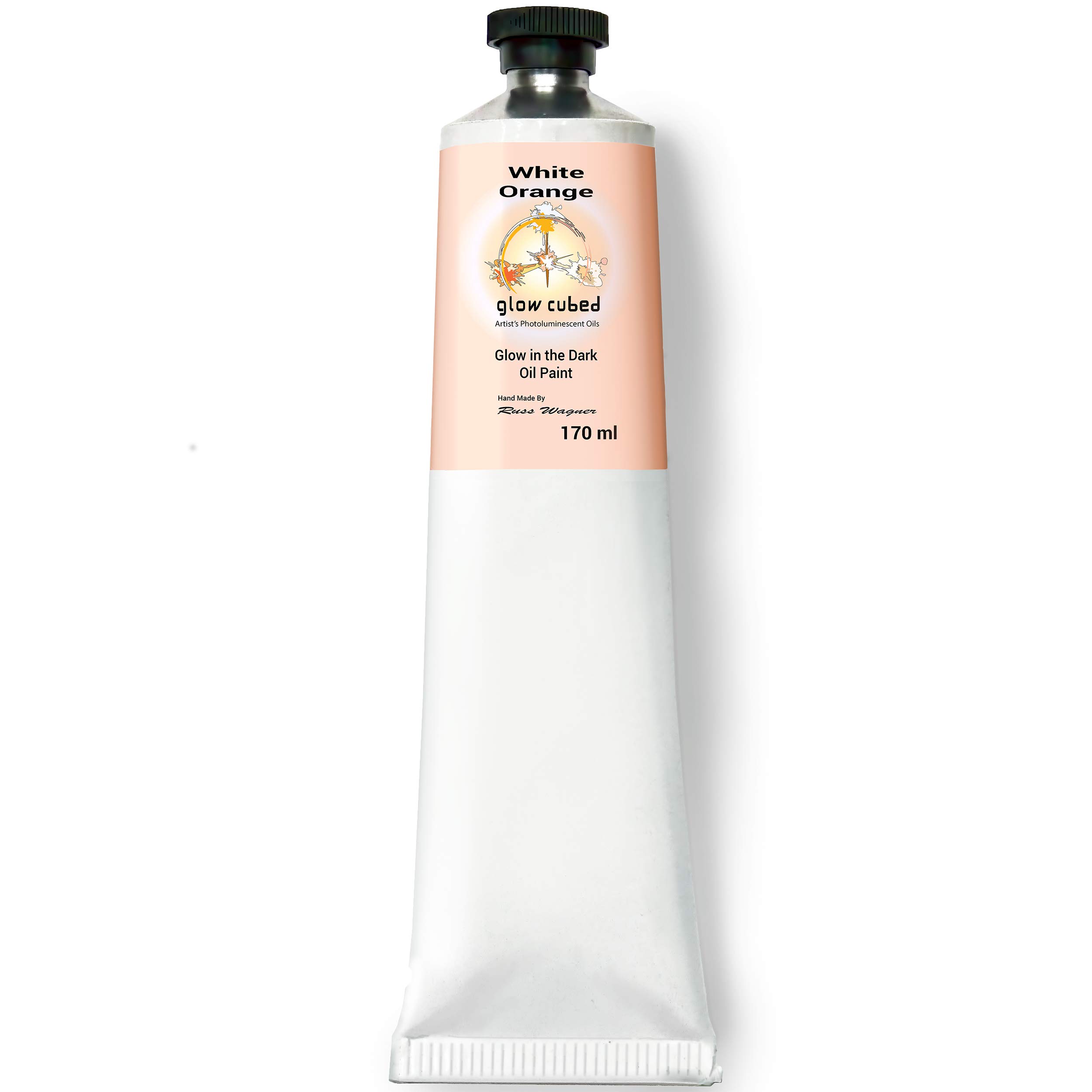 Glow in The Dark Professional Oil Paint - Luminescent Phosphorescent Self-Luminous Artist Paint for Canvas & DIY Crafts (White Orange, 170ml) - Perfect for Night Painting, Halloween Decor & Glow Party Supplies
