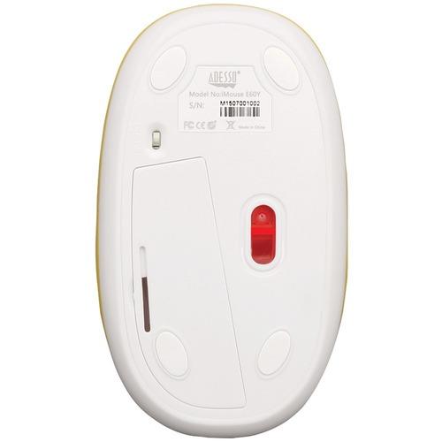 Adesso IMOUSE E60Y Wireless Ergonomic Stress Relief Gel Mouse - Comfortable Anti-Stress Computer Mouse for Office & Gaming (Yellow) - Perfect for Long Work Hours & PC Gaming Sessions