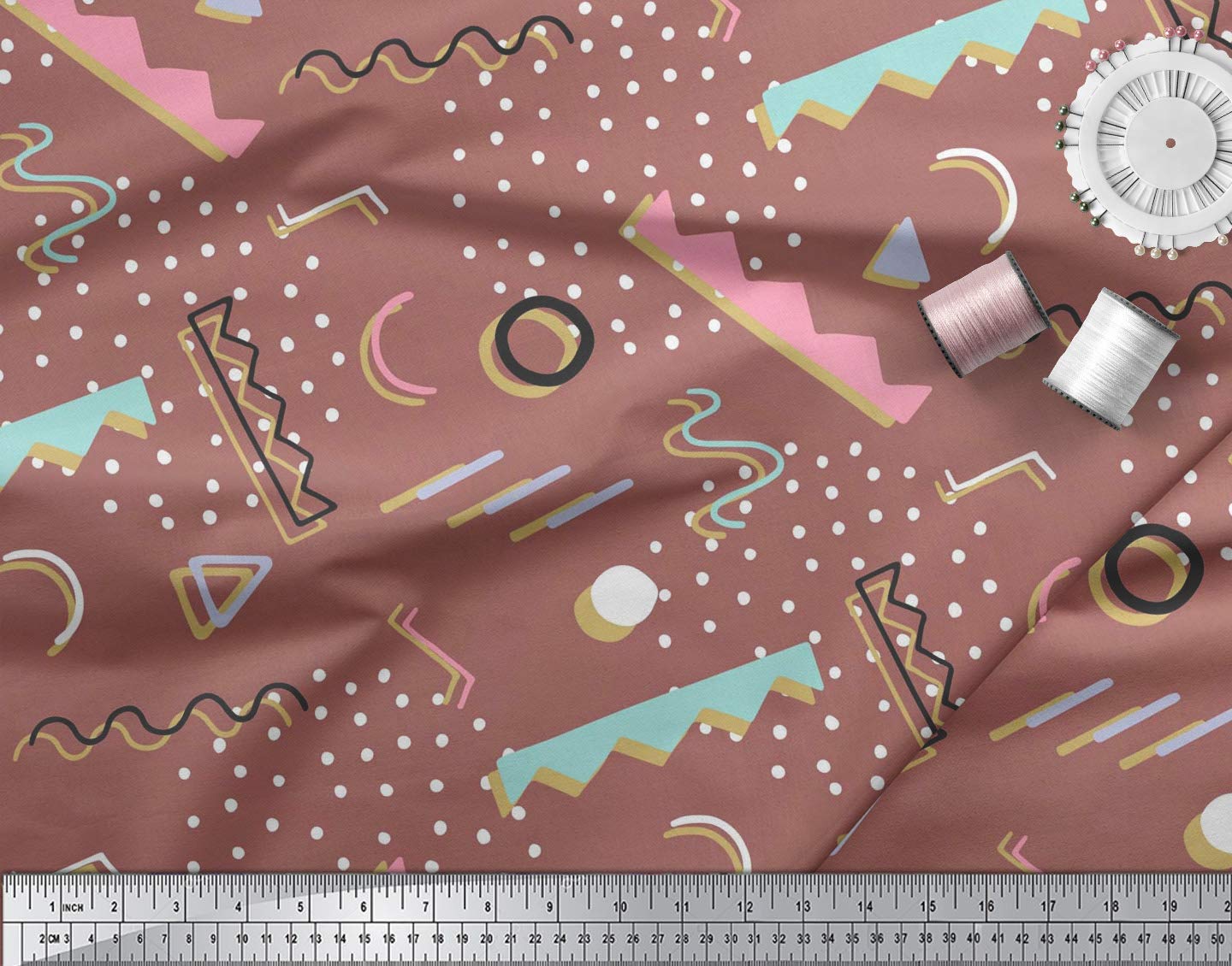 Soimoi Moss Georgette Brown Fabric by The Yard - 42 Inch Wide Abstract Dots Print Fabric for Dresses, Curtains & DIY Projects - Artistic Contemporary Printed Fabric for Fashion Design & Home Decor