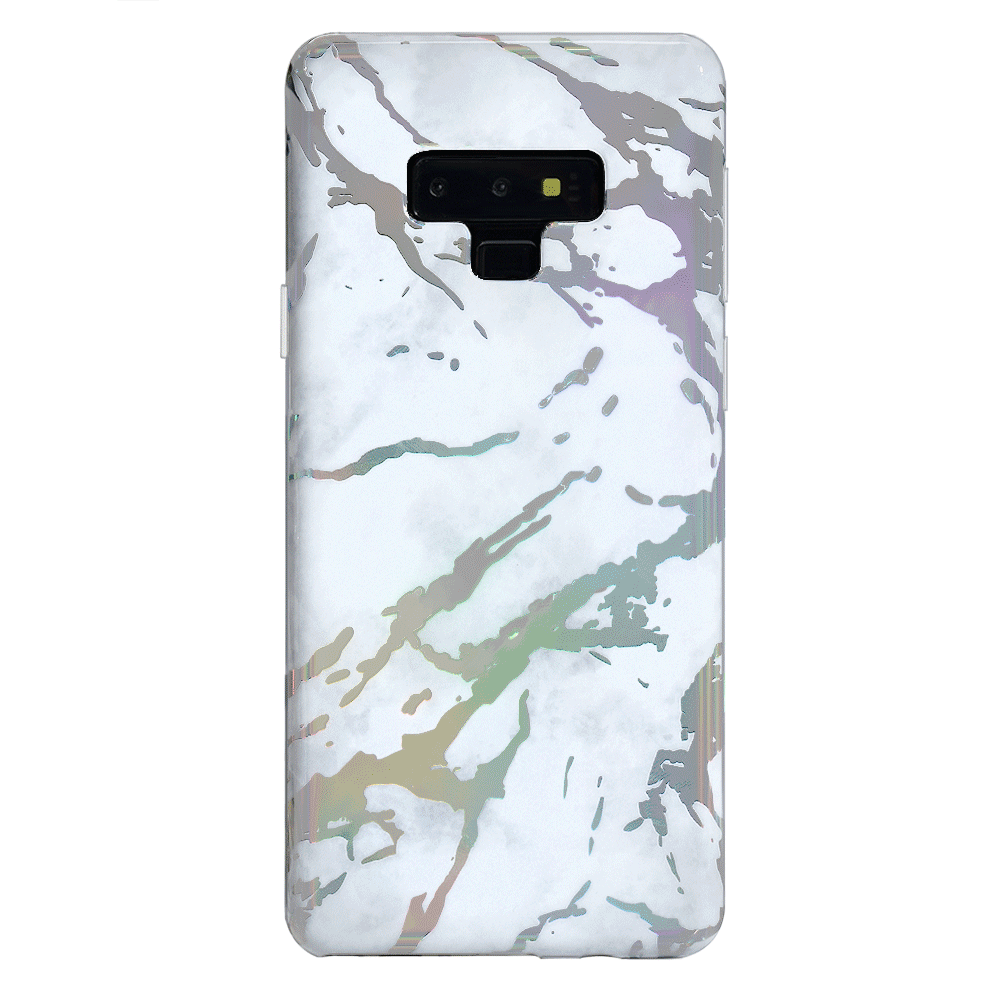 Holo White Marble Phone Case for Samsung Galaxy S21/S20/Note 20 - Premium Protective Cover with Glitter Design - Perfect for Everyday Use, Work & Travel