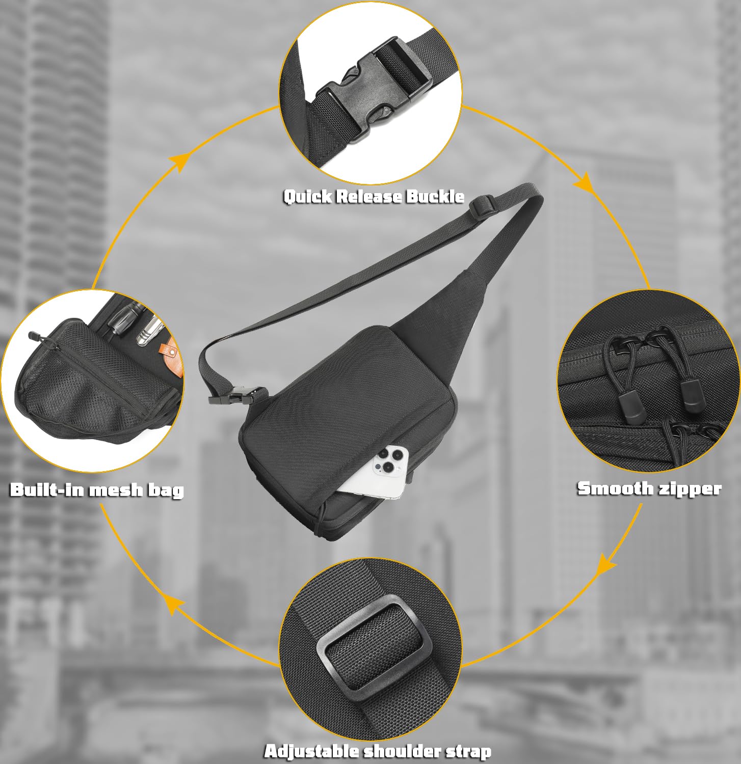 Men's Sling Bag - Durable Crossbody Shoulder Bag for EDC, Gun Concealment & Travel | Perfect for Outdoor Adventures, Commuting & Tactical Use