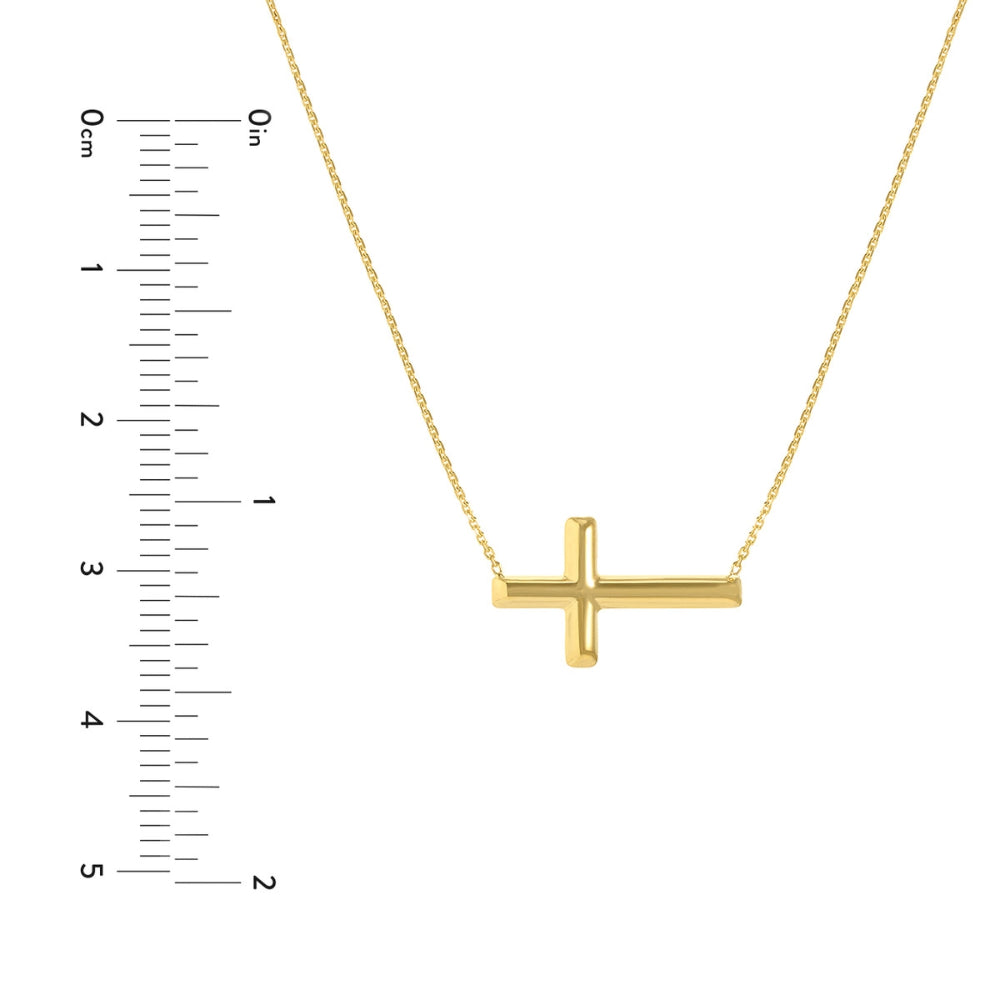14K Gold Sideways Cross Necklace for Women - Dainty Religious Jewelry Gift for Her - Perfect for Everyday Wear, Church, Baptism & Special Occasions