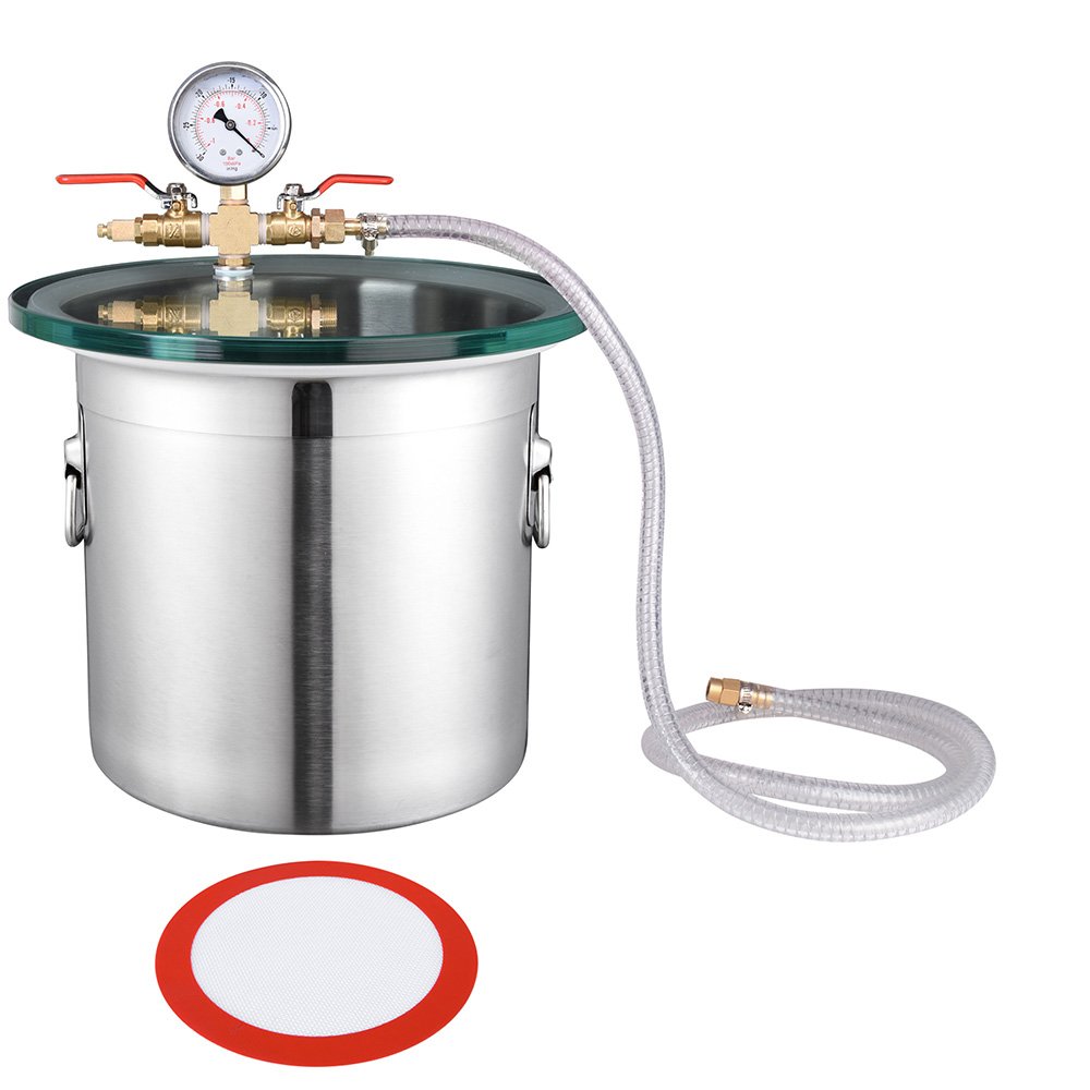 3 Gallon Vacuum Chamber Kit with Tempered Glass Lid & Stainless Steel Base - Professional Degassing Chamber for Stabilizing Wood, Silicone, Epoxy Resin & Essential Oils | Ideal for Woodworking, Resin Casting & Aromatherapy Projects