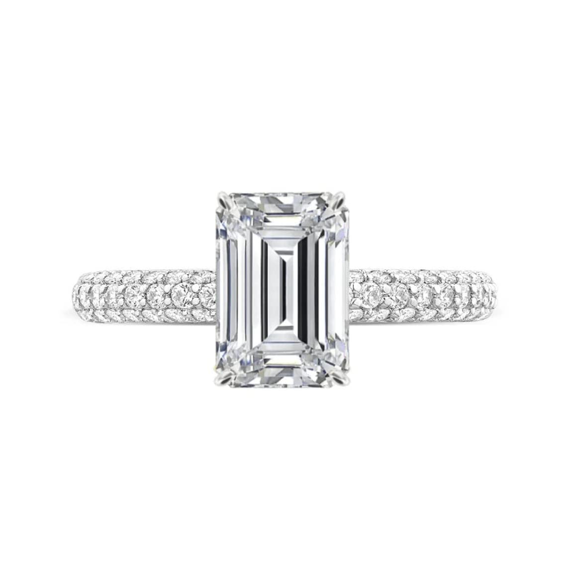 3 CT Emerald Cut Moissanite Engagement Ring Set for Women - Vintage Solitaire Halo Wedding Band, Anniversary Promise Ring in Sterling Silver - Perfect for Proposals, Bridal Jewelry & Special Occasions