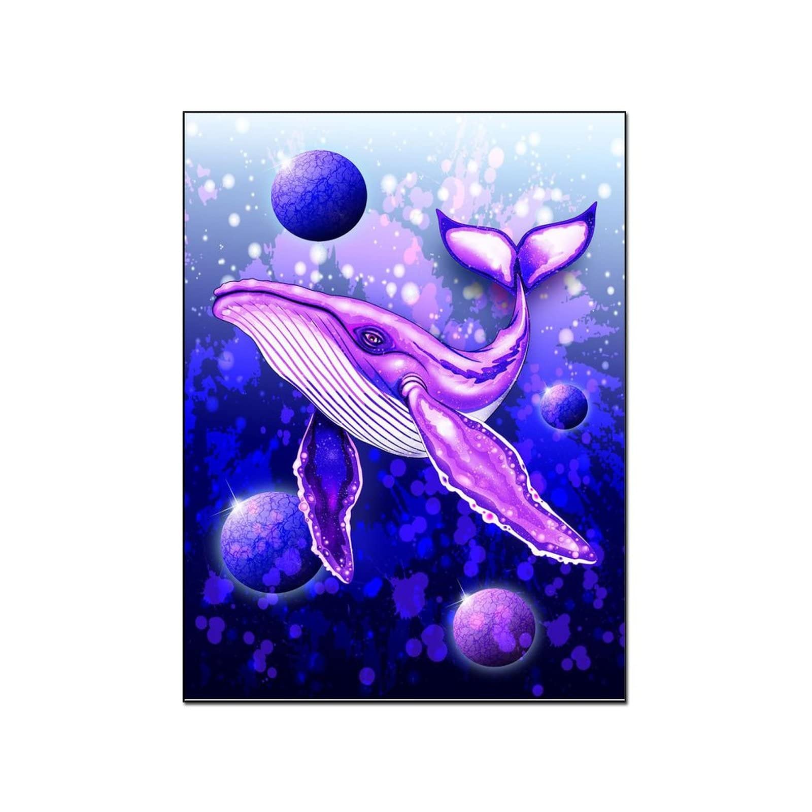 Purple Glowing Whale Cartoon Comic Art Poster - 20x26 Inch (51x66cm) Wall Decor for Kids Room, Bedroom & Nursery - Perfect Gift for Children, Wall Art Print with Frame for Home Decoration