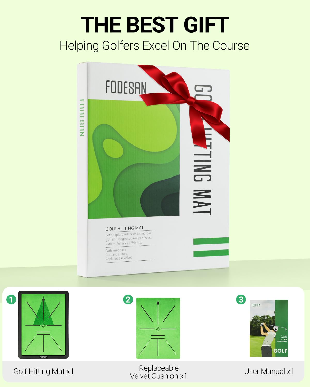 Premium Golf Hitting Mat for Indoor & Outdoor Practice - Thick Replaceable Training Mat with Swing Path Feedback & Impact Detection - Ideal Golf Gift for Men & Women - Perfect for Backyard, Driving Range & Home Golf Training