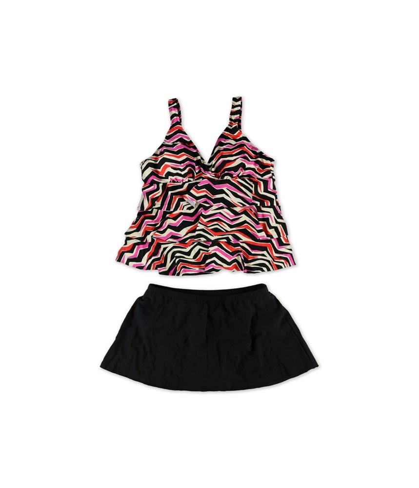 Miraclesuit Women's Tiered Skirted 2-Piece Tankini Swimsuit - Pink, Size 12 | Flattering Swimwear for Beach, Pool & Vacation | Plus Size Swimsuits for Women