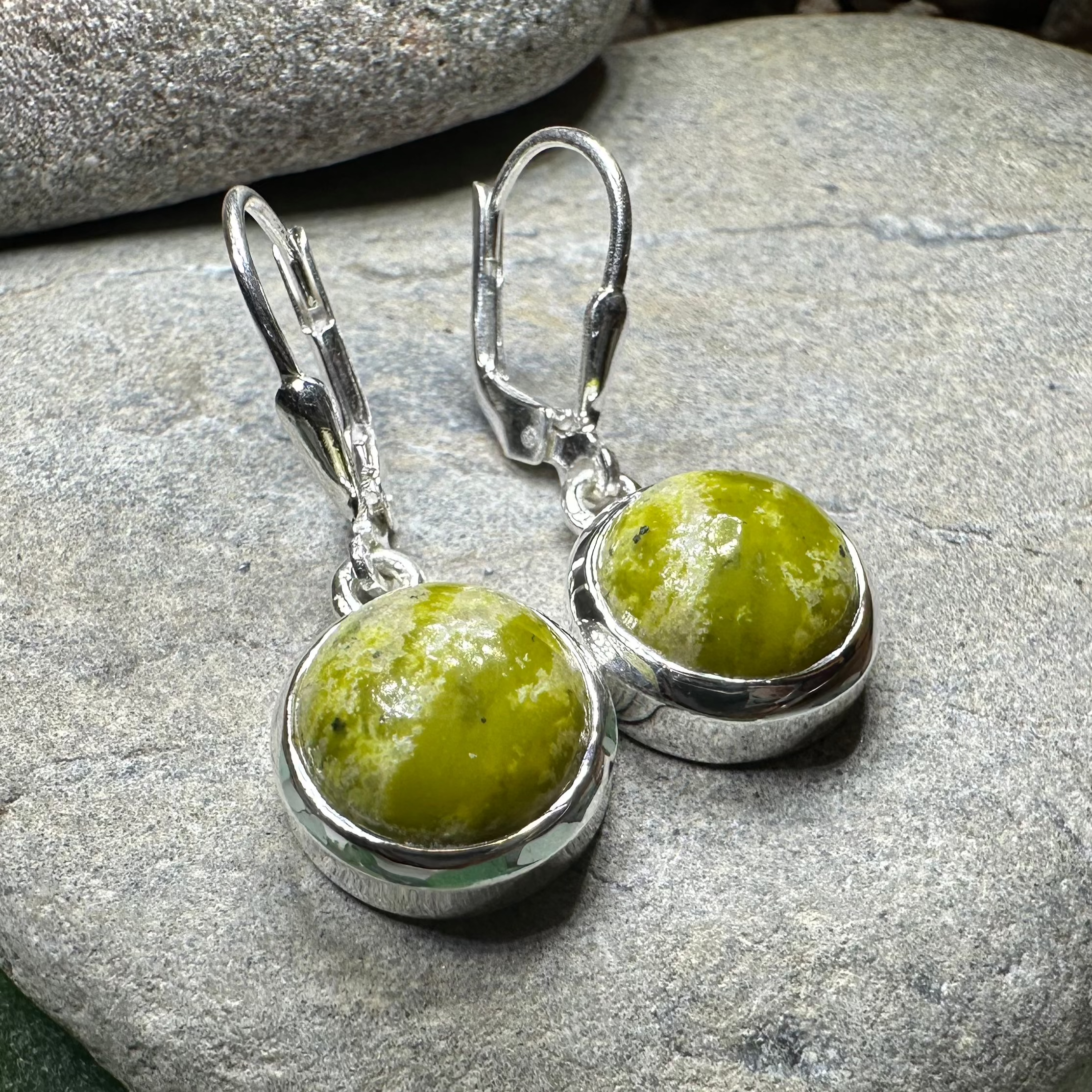 Connemara Marble Irish Anamchara Earrings - Authentic Celtic Jewelry for Women, Handmade Green Stone Dangle Earrings - Perfect for St. Patrick's Day, Weddings & Special Occasions