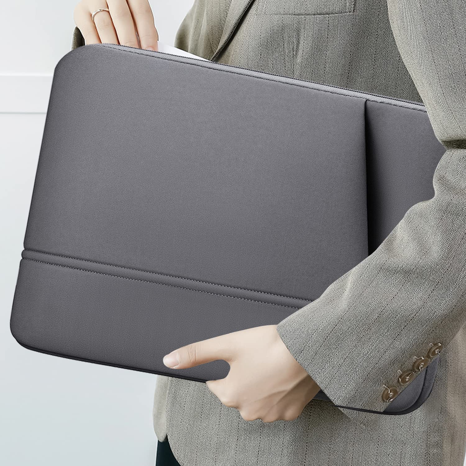 TEDNETGO 14 Inch Laptop Sleeve - Waterproof Protective Case for MacBook Pro 2022 & 13 Inch Models, Durable Grey Laptop Bag - Perfect for Travel, Office & School Use