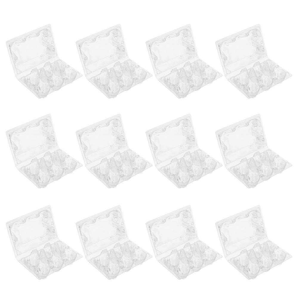UPKOCH 12-Piece 6 Grid Plastic Egg Storage Container - Clear Refrigerator Egg Organizer Case for Fresh Egg Protection - Perfect for Kitchen, Fridge Organization & Farm Fresh Eggs