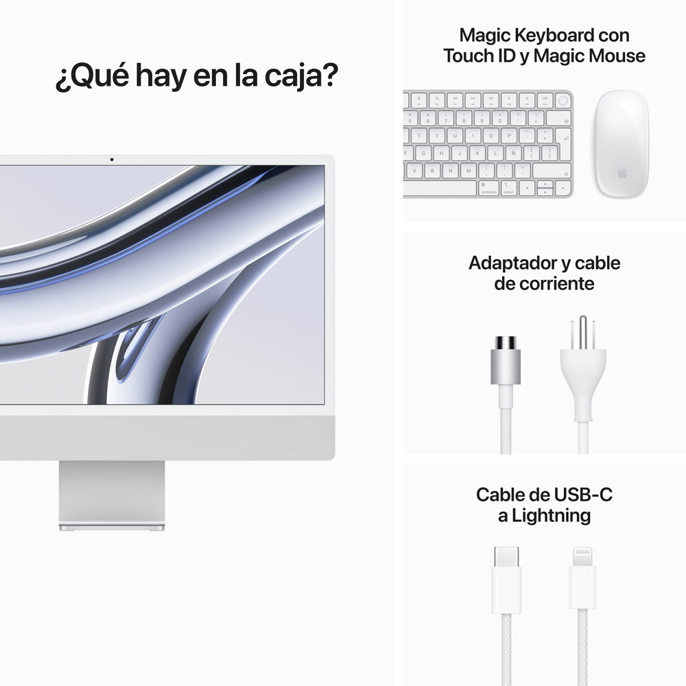 Apple 24-inch iMac with 4.5K Retina Display - M3 Chip, 8-Core CPU & 10-Core GPU, 512GB SSD (Silver) - Perfect for Home Office, Graphic Design & Creative Work