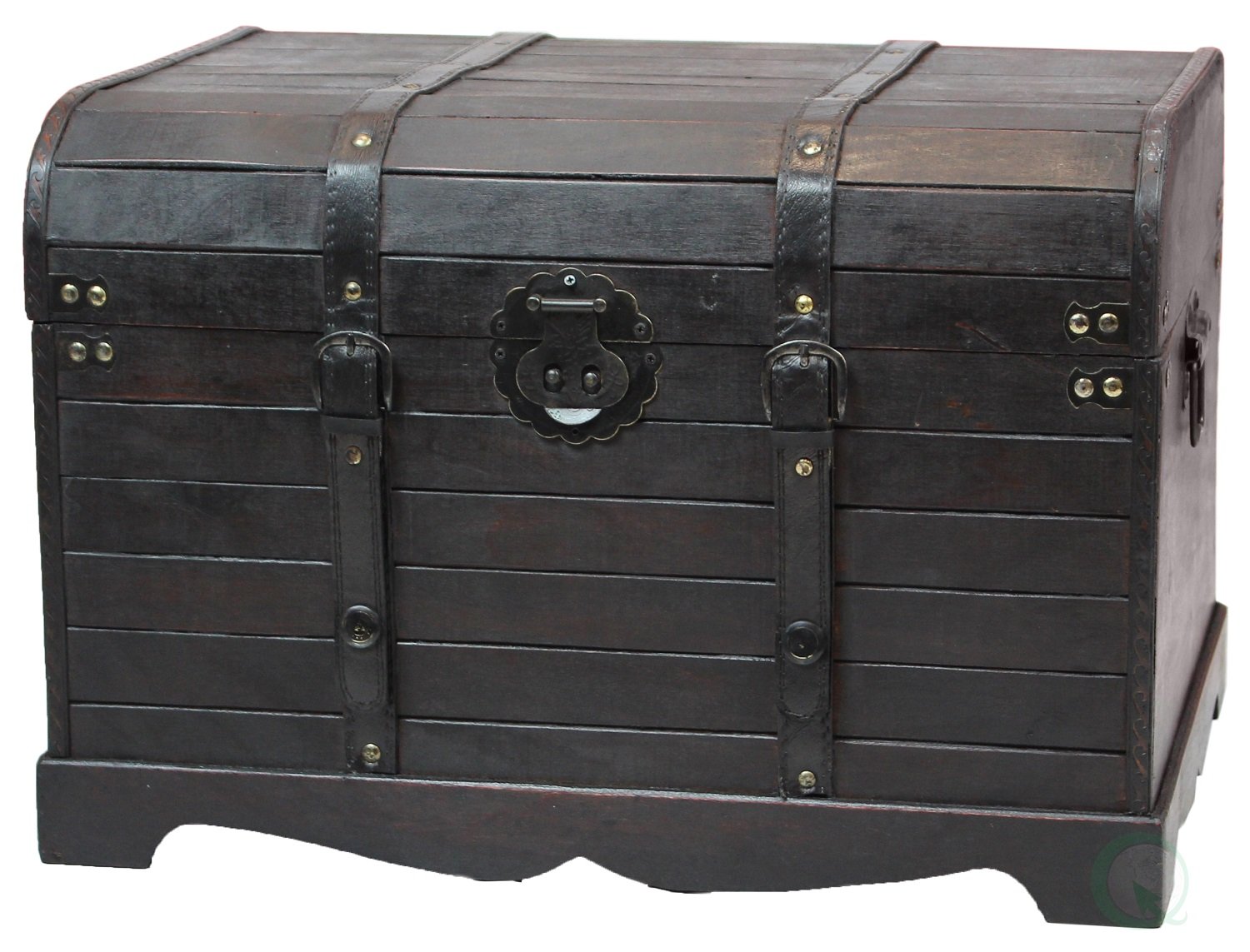 Vintage Style Black Wooden Steamer Trunk Coffee Table - Antique Decor Storage Chest for Living Room, Bedroom & Office | Perfect as Home Decor, Storage Solution and Unique Furniture Piece