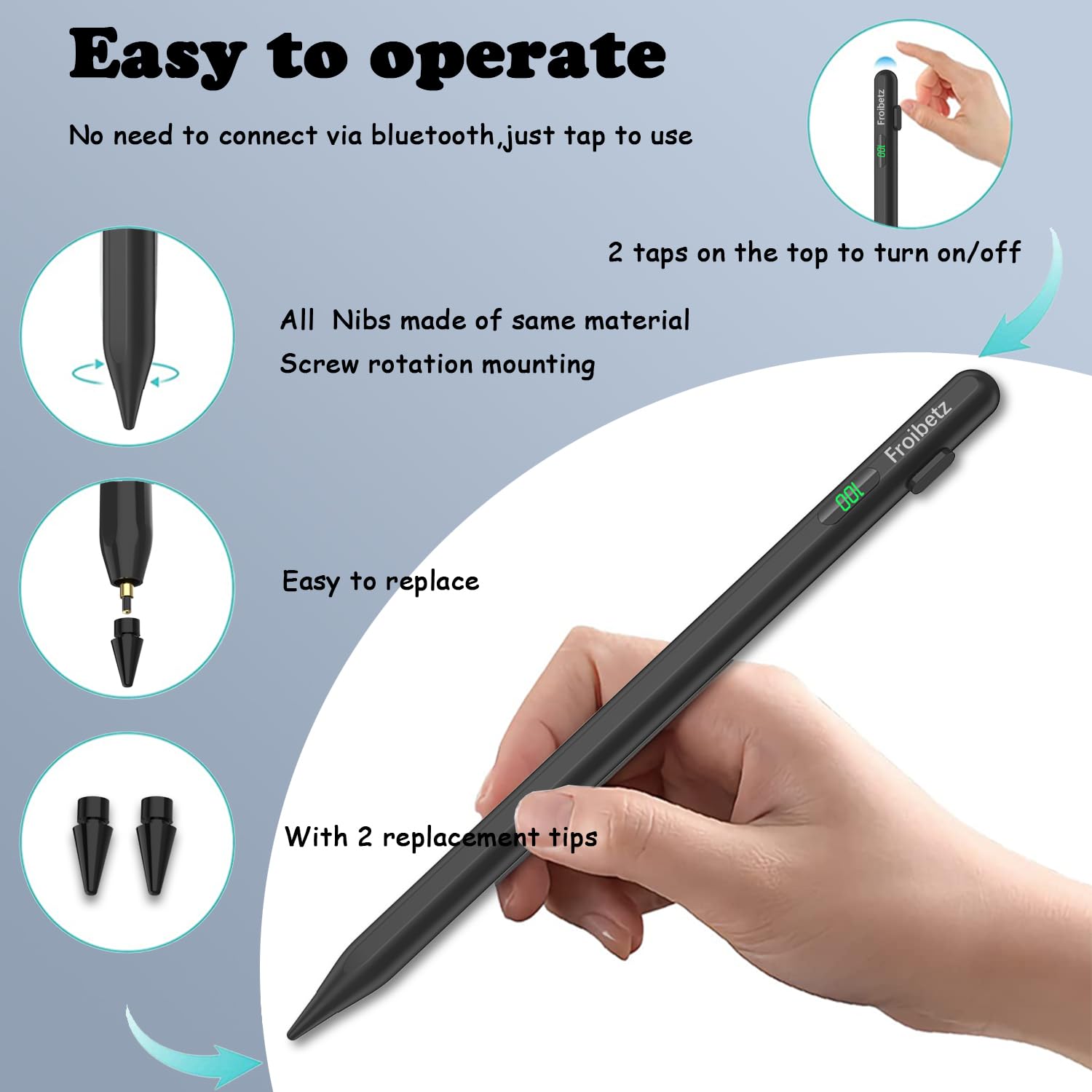 Premium Stylus Pen for iPad 2018-2024 - 2nd Gen Apple Pencil Alternative with Tilt Sensitivity & Palm Rejection - Magnetic iPad Pen Compatible with iPad Air 3/4/5, iPad Mini 5/6, iPad 6-10 Gen, iPad Pro 11/12.9