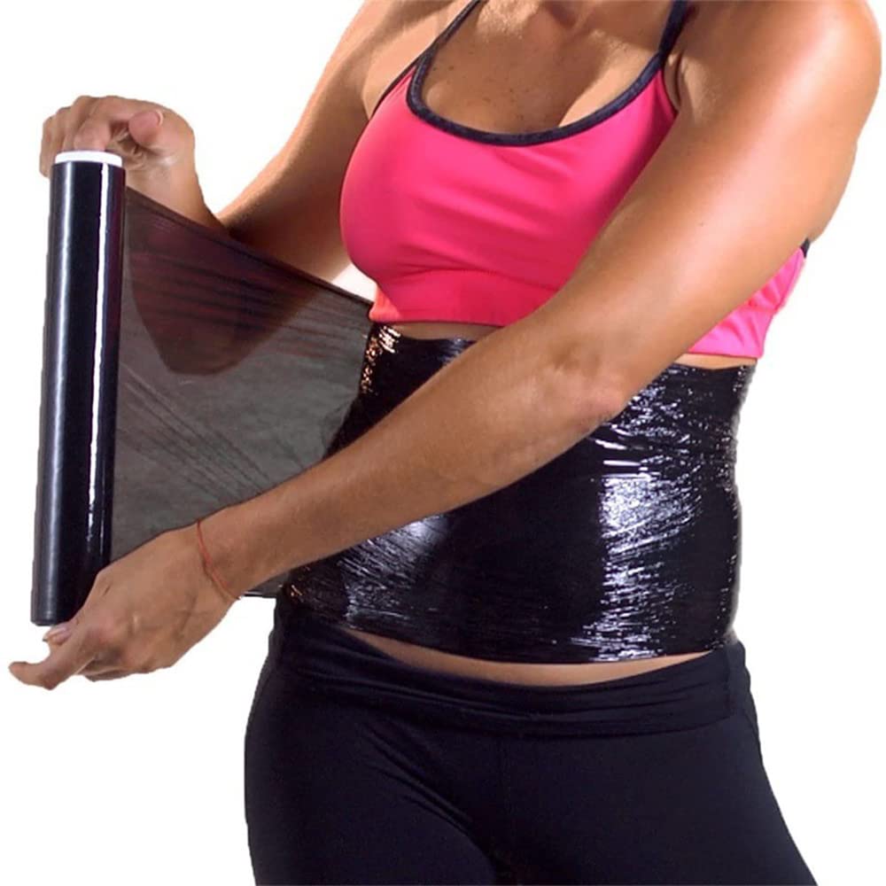 100M Black Osmotic Plastic Body Wrap Roll - Slimming Waist Trainer for Workout & Weight Loss - Breathable Tummy Wrap Film for Postpartum & Gym Use - Medium Size 100 Meters - Ideal for Fitness, Sauna & Spa