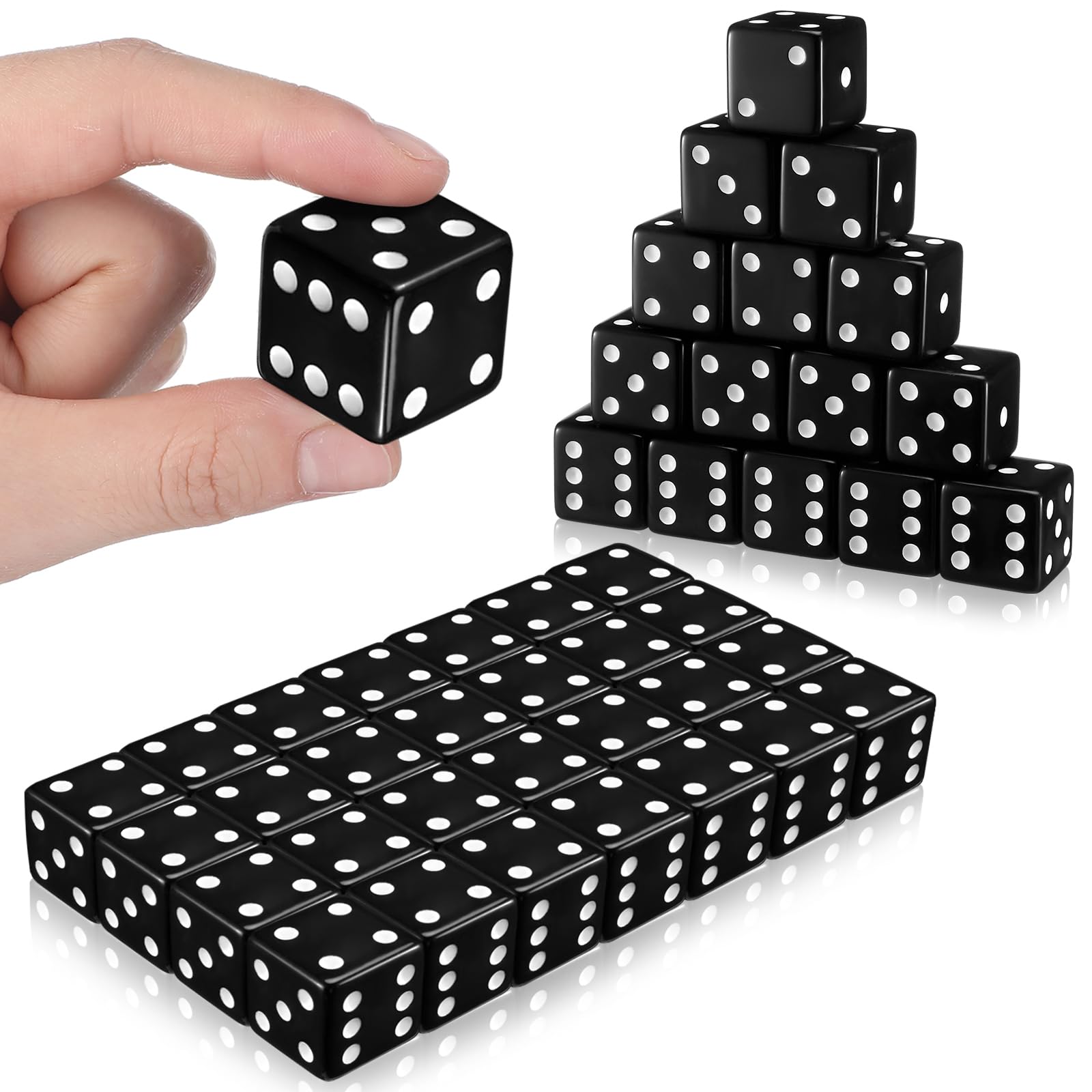 30 Pcs Standard 25mm Casino Dice Set - Large Opaque Jumbo Acrylic D6 Bulk Dice for Casino Theme Parties, Board Games, Vegas Birthday Supplies (Black) | Perfect for Poker Nights, Game Nights, and Casino-Themed Events