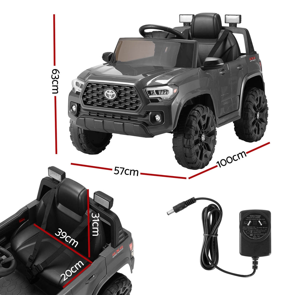 12V Kids Electric Ride-On Car - Toyota Tacoma Off-Road Jeep Toy with Remote Control (Grey) | Perfect for Outdoor Play, Birthday Gifts & Backyard Adventures