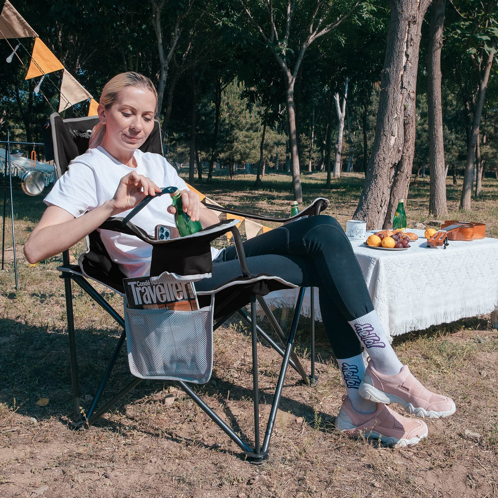 KingCamp Oversized Camping Chair - Heavy Duty Folding Chair for Adults, Extra Large Portable Padded Outdoor Chair XL Supports 330lbs - Perfect for Fishing, Sports, Picnics, Beach, Backyard, and Camping Adventures