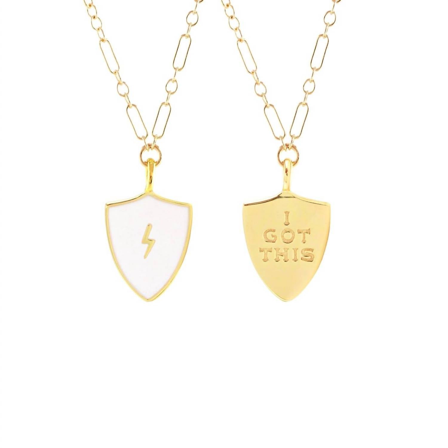 i Got This Merit Shield Badge Necklace in Gold - Elegant Motivational Jewelry for Women, Graduation Gifts & Daily Inspiration