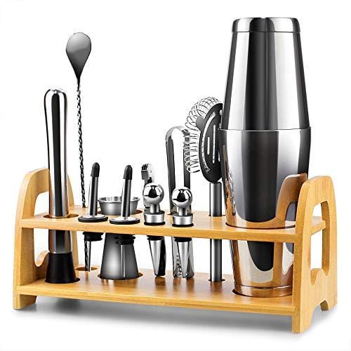 Premium 13-Piece Bartender Kit - Stainless Steel Cocktail Shaker Set with Tins, Jigger, Spoon, Pourers & More - Perfect for Home Bars, Parties & Mixology Enthusiasts