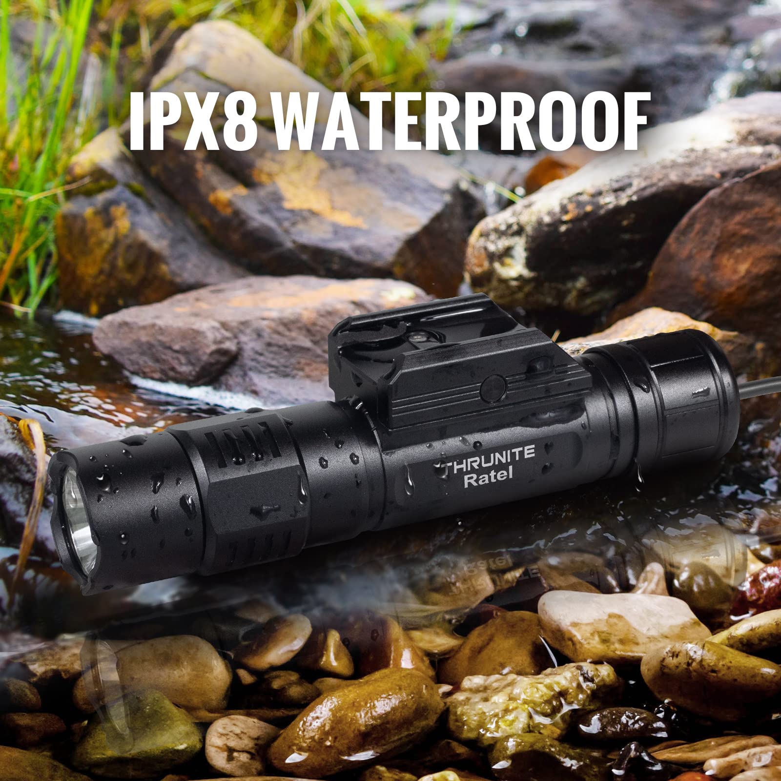 ThruNite Ratel Weaponlight Max 1635 Lumens USB-C Rechargeable Tactical Flashlight with 1913 Picatinny Rail Mount - Cool White - Ideal for Hunting, Camping, Home Defense & Emergency Preparedness