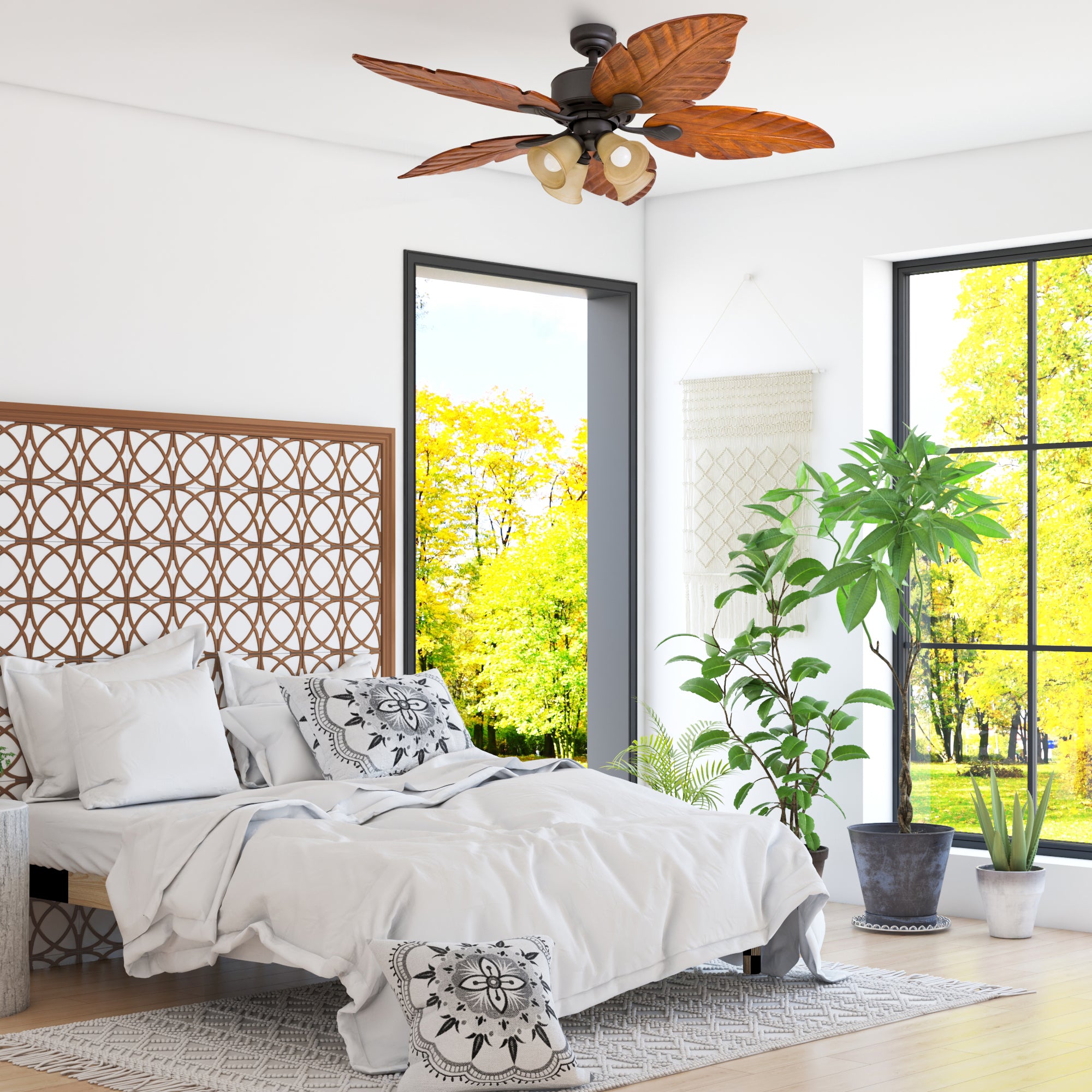 52 Inch Bronze Ceiling Fan with Remote Control - Modern Indoor Cooling Fan for Living Room, Bedroom, and Office