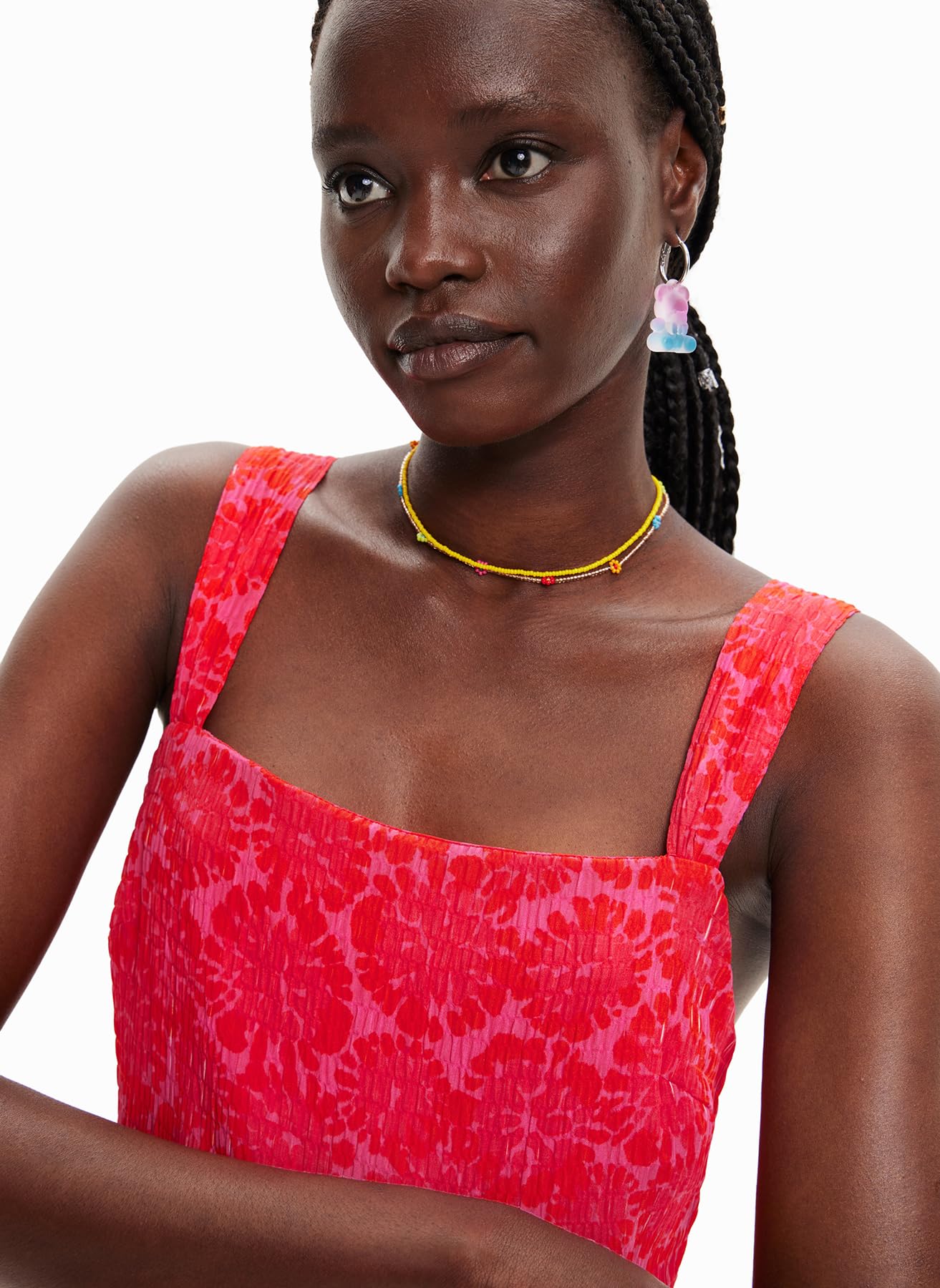 Desigual Women's Strappy Woven Summer Dress - Flowy Boho Chic Maxi Dress for Beach, Vacation & Casual Outings