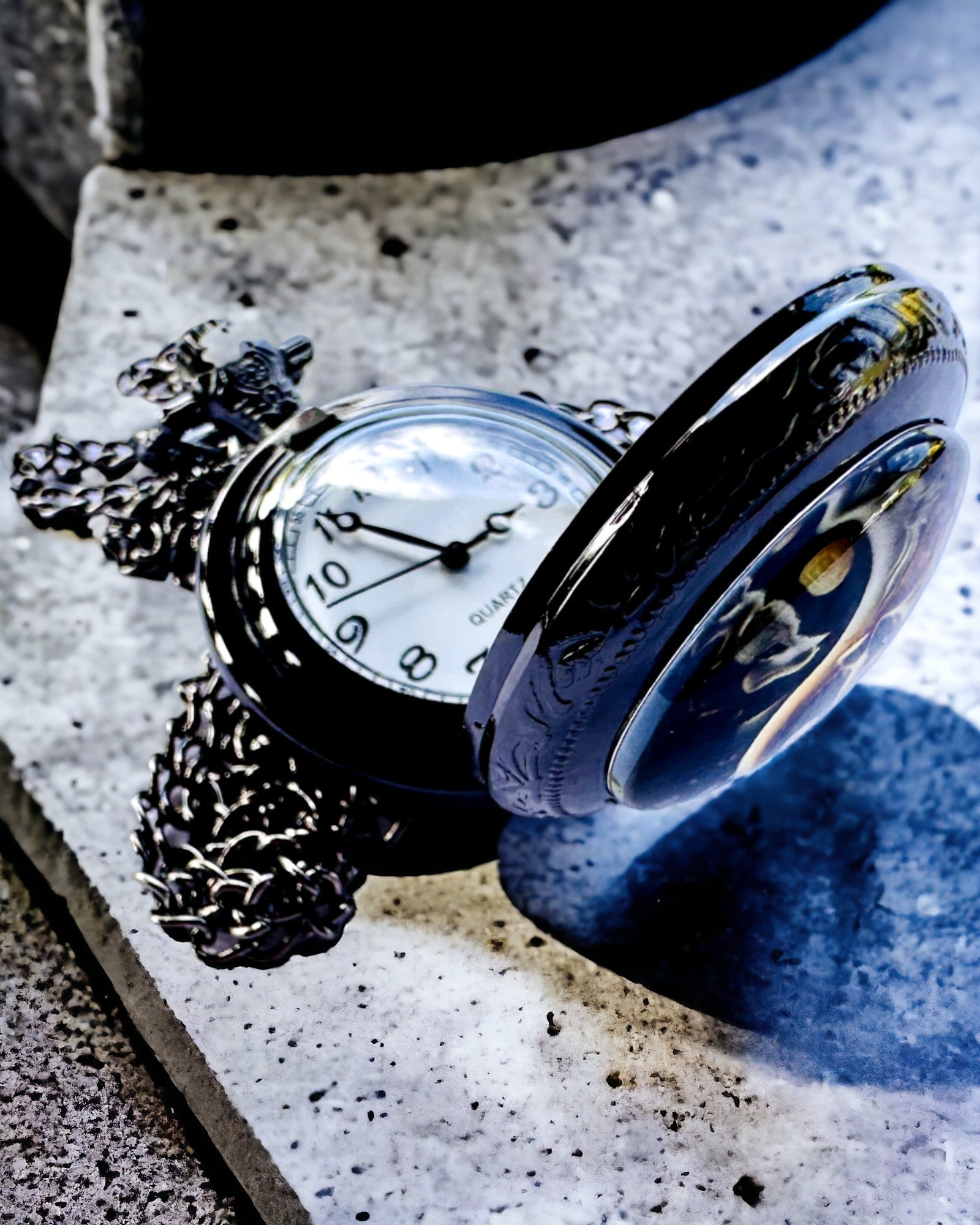 Personalized Engraved Pocket Watch with Mystic Wolves Design - Perfect for Gifts, Collectibles & Vintage Style Accessories