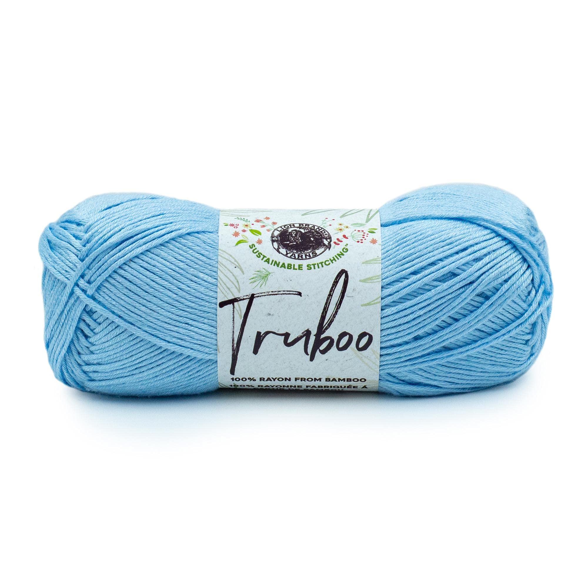 Lion Brand Yarn Truboo Yarn - 1 Skein Light Blue Bamboo Rayon Blend for Knitting & Crocheting Baby Clothes, Scarves, and Summer Accessories