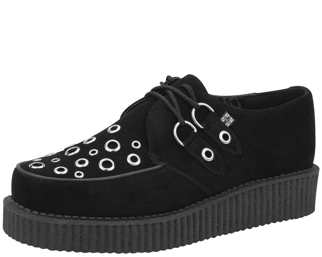 T.U.K Black Suede Round Toe Low Creeper Shoes - Stylish & Comfortable for Everyday Wear, Casual Outfits, and Retro Fashion
