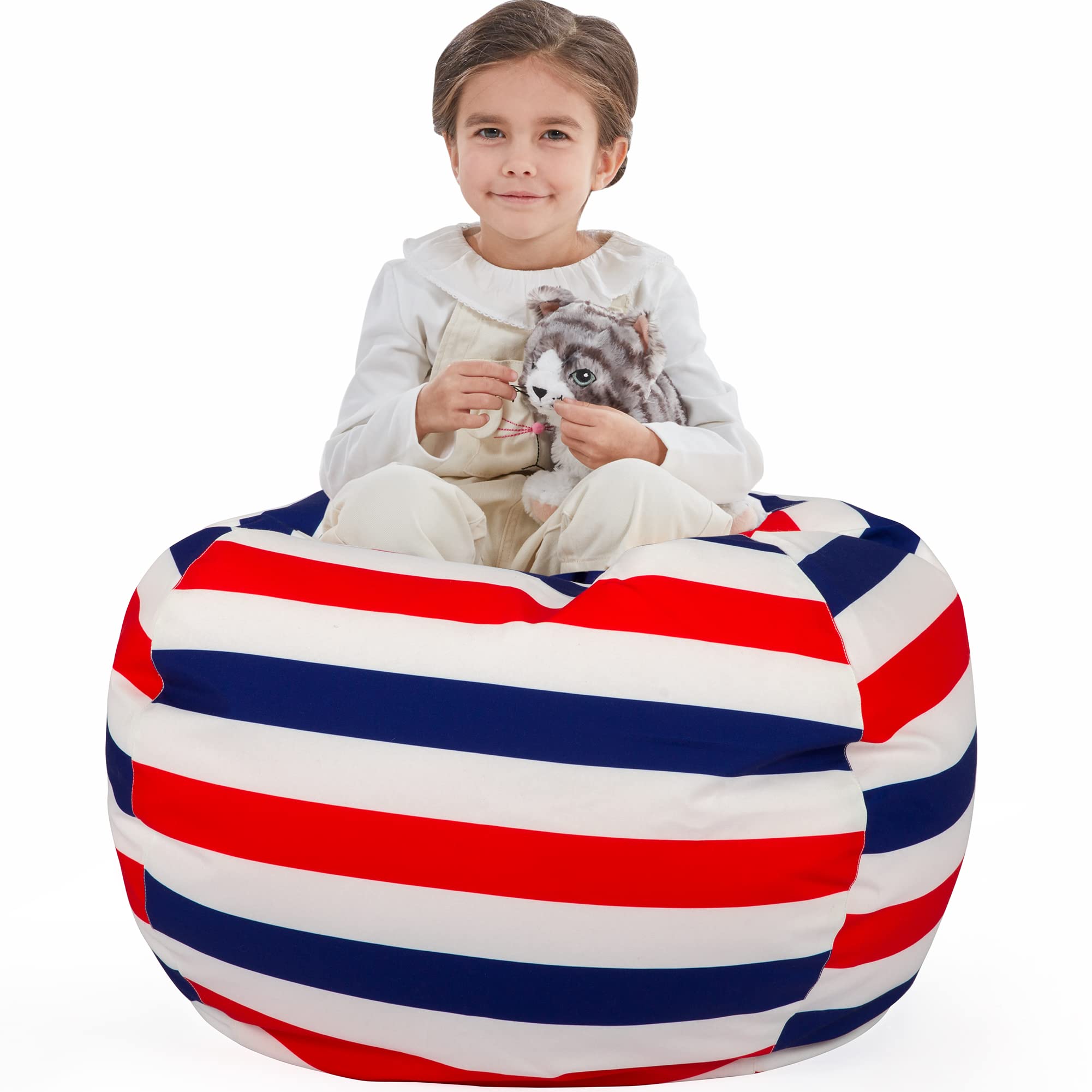 Nobildonna Stuffed Animal Storage Bean Bag Chair Cover - Large Kids Beanbag Organizer for Girls & Toddlers | Soft Plush Toy Storage Solution for Playrooms & Bedrooms