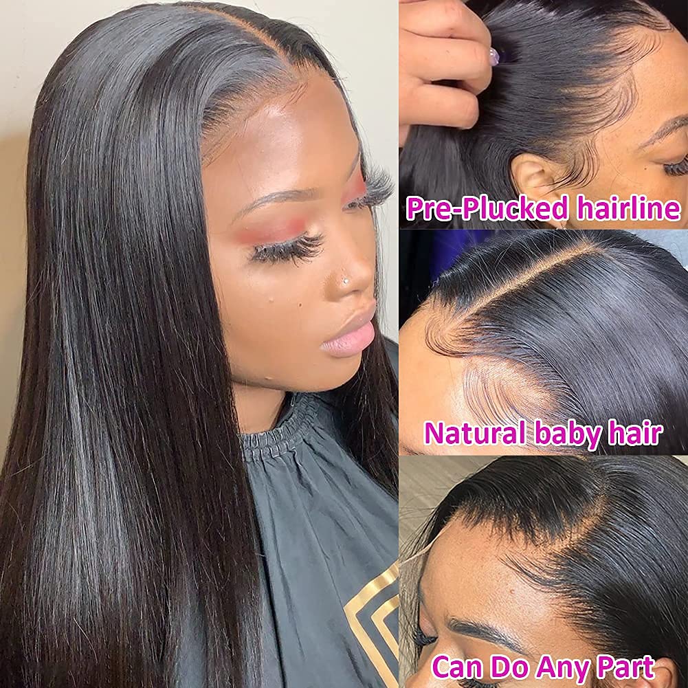 13x4 HD Lace Front Human Hair Wigs - Pre Plucked 180% Density Glueless Straight Wigs with Natural Hairline for Women (24 Inch) | Perfect for Daily Wear, Cosplay, and Special Occasions