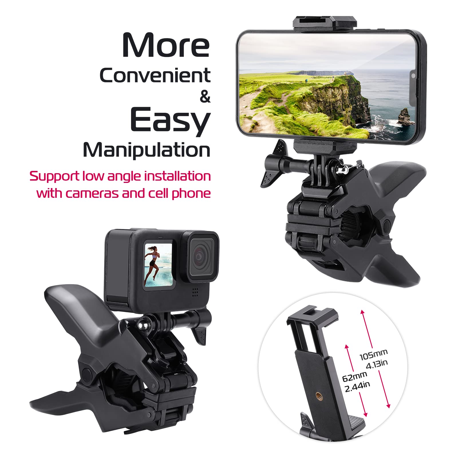 ULANZI Adjustable Jaws Flex Clamp Mount with Gooseneck - Compatible with iPhone, Samsung Smartphones (4-7