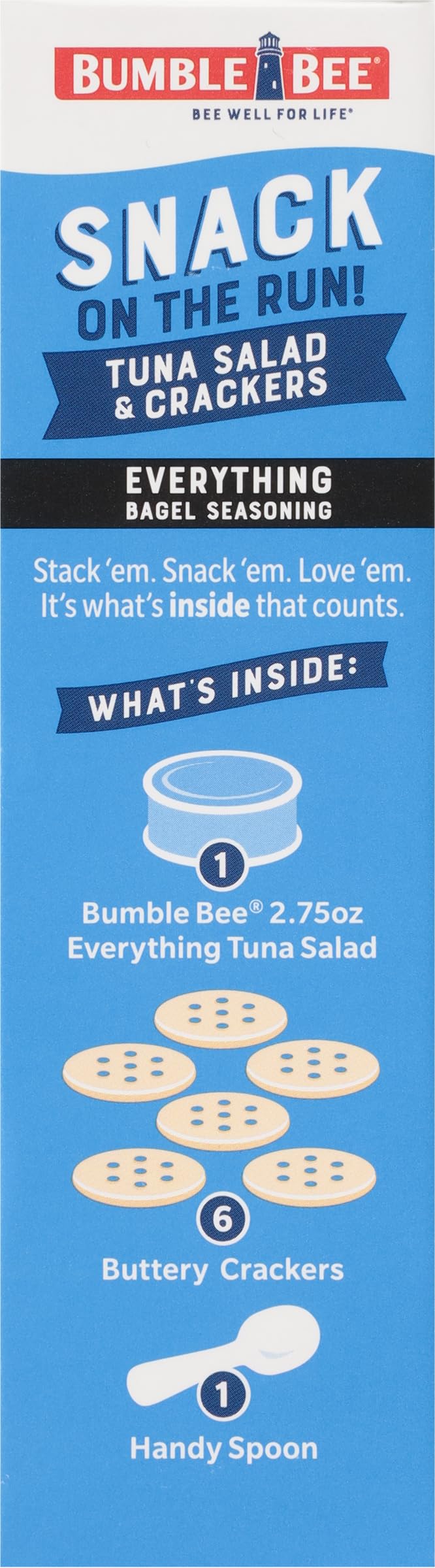 Bumble Bee Everything Bagel Seasoning Tuna Salad Kit with Crackers, 3.35 oz (Pack of 12) - Wild Caught, Ready to Eat Protein Snack - Shelf Stable, Includes Spoon - Perfect for Office Lunch, Road Trips & Outdoor Adventures