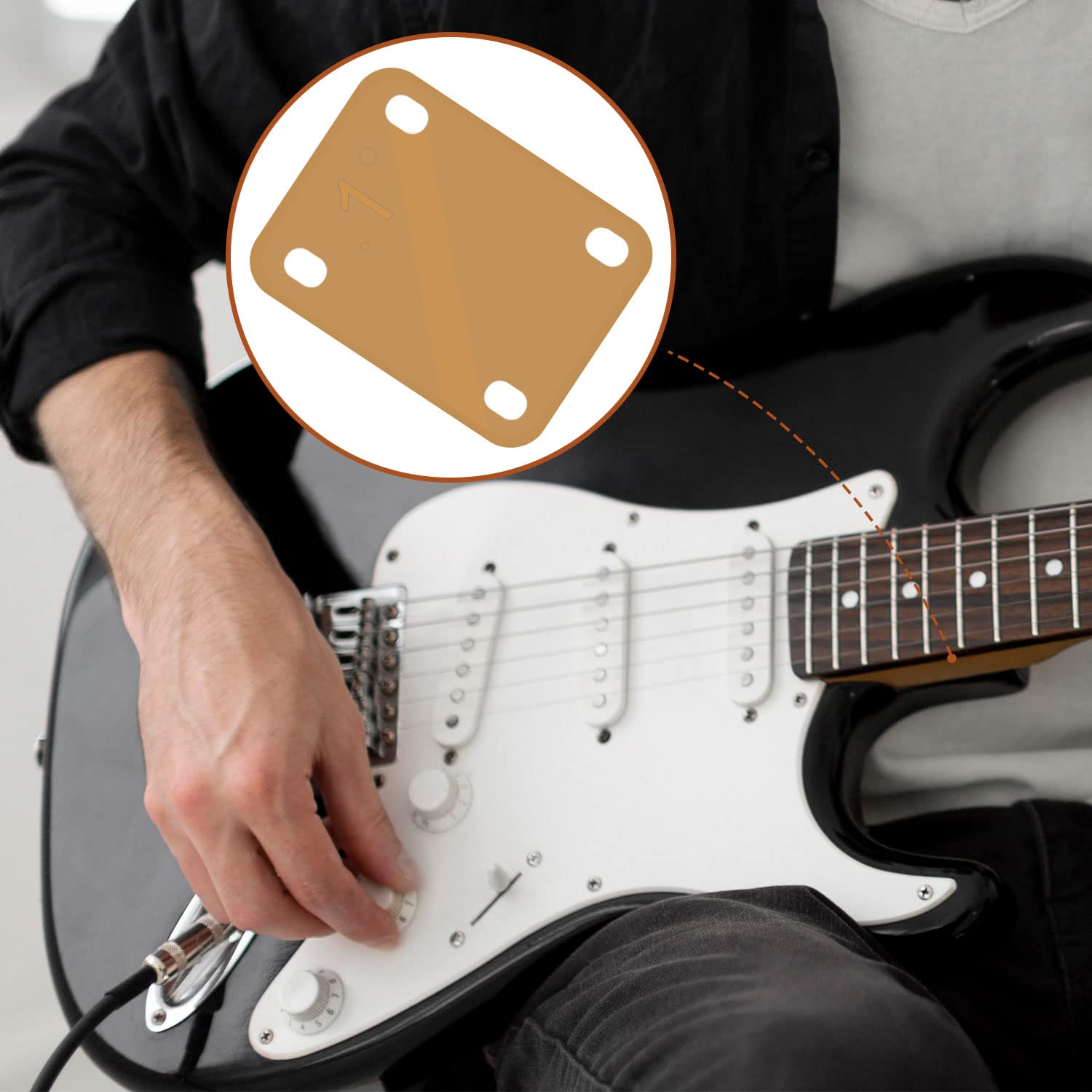 3-Pack Guitar Neck Shims for Bass & Electric Guitar - 0.25°, 0.5°, 1° Tapered Plastic Neck Plates for Protection & Repair (Khaki) | Perfect for Guitar Maintenance, Setup Adjustments & Neck Angle Correction