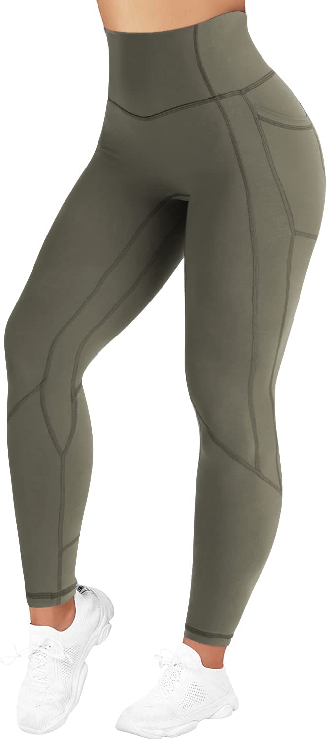 Hopgo Women's High Waisted Yoga Pants with Pockets - 7/8 Length Tummy Control Workout Leggings for Yoga, Running & Gym | Comfortable & Stretchy Activewear