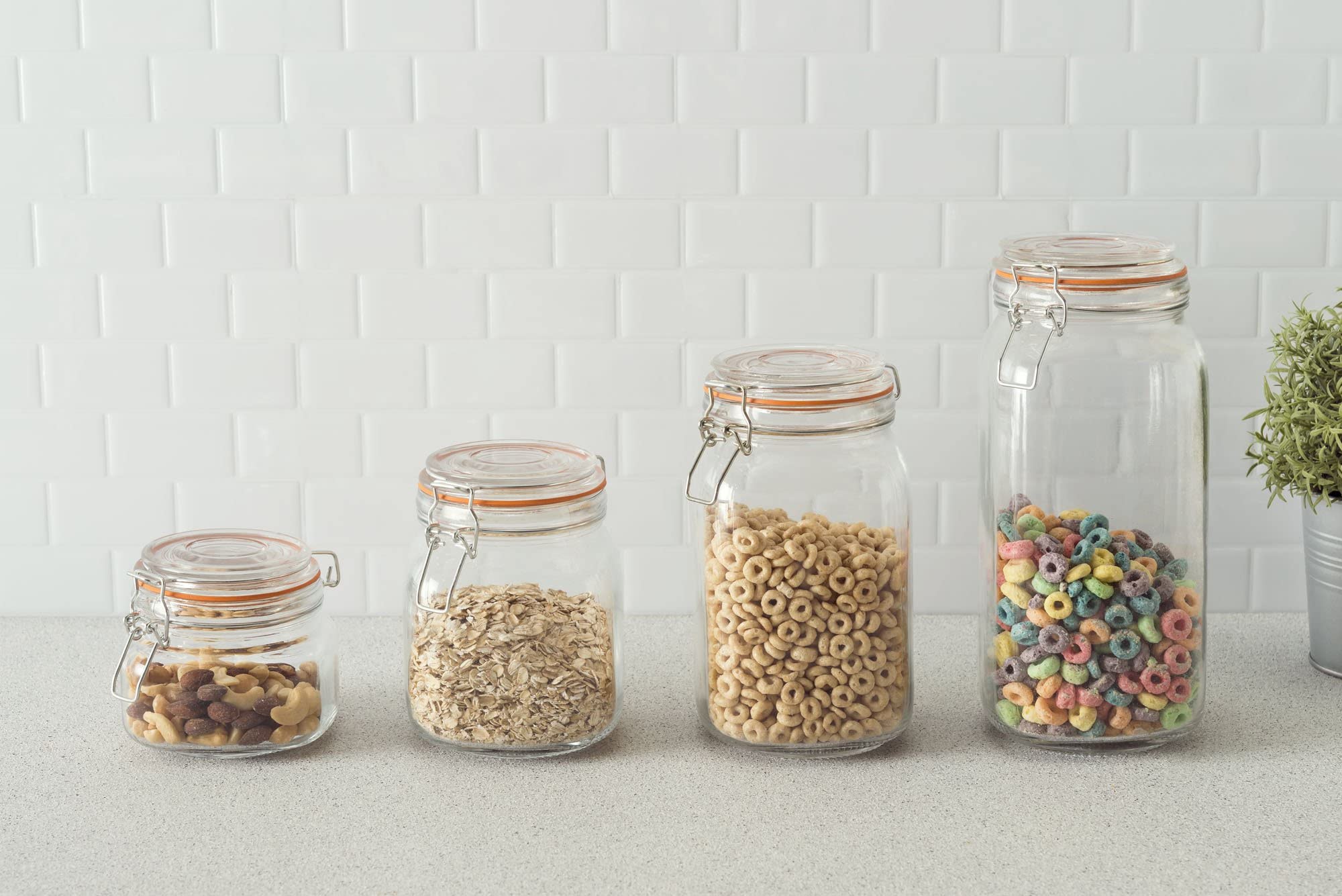 Home Basics Clear Mason Jar with Lid - 4 Cup Medium Size for Pickles, Sauces, Jelly, Condiments & Snacks | Perfect for Canning, Food Storage, DIY Crafts & Kitchen Organization