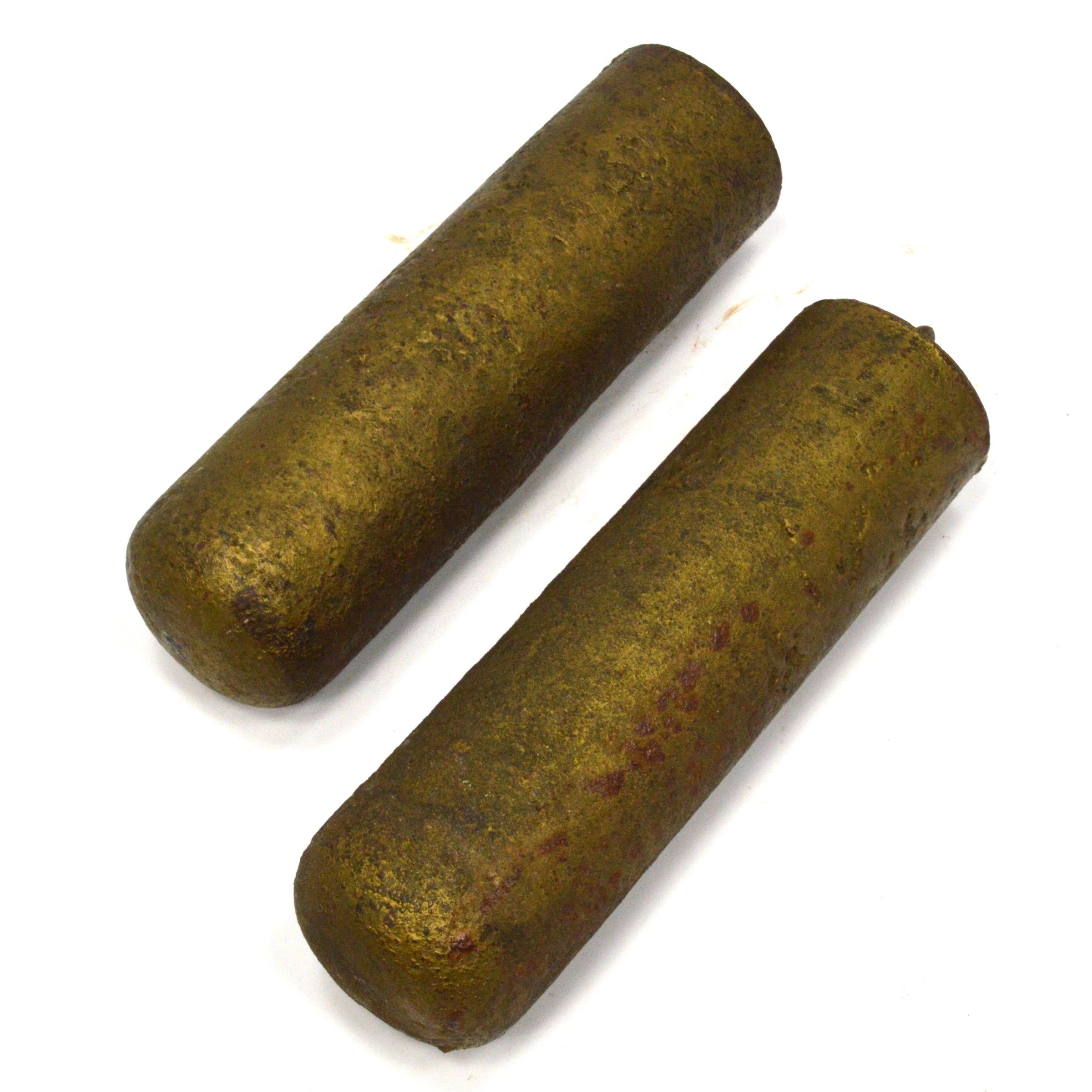 Vintage Cast Iron Clock Weights - Lot of 2 Heavy 10-Cylinder Antique Weights (30 lbs Total) for Grandfather Clocks & Mechanical Timepieces Restoration