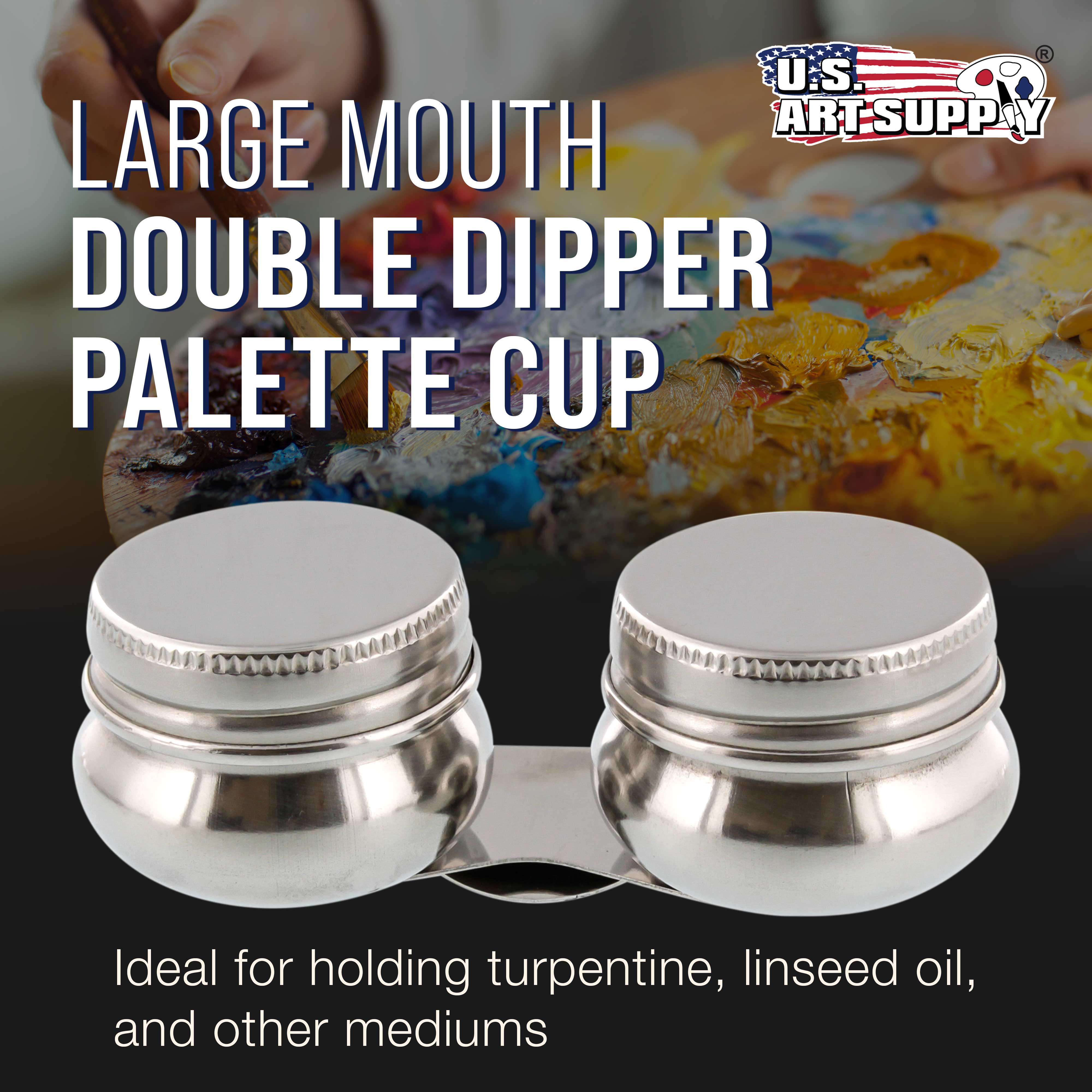 Large Mouth Double Dipper Palette Cup - Perfect for Artists, Painters & DIY Crafts - Ideal for Acrylic Paints, Watercolors & Mixed Media