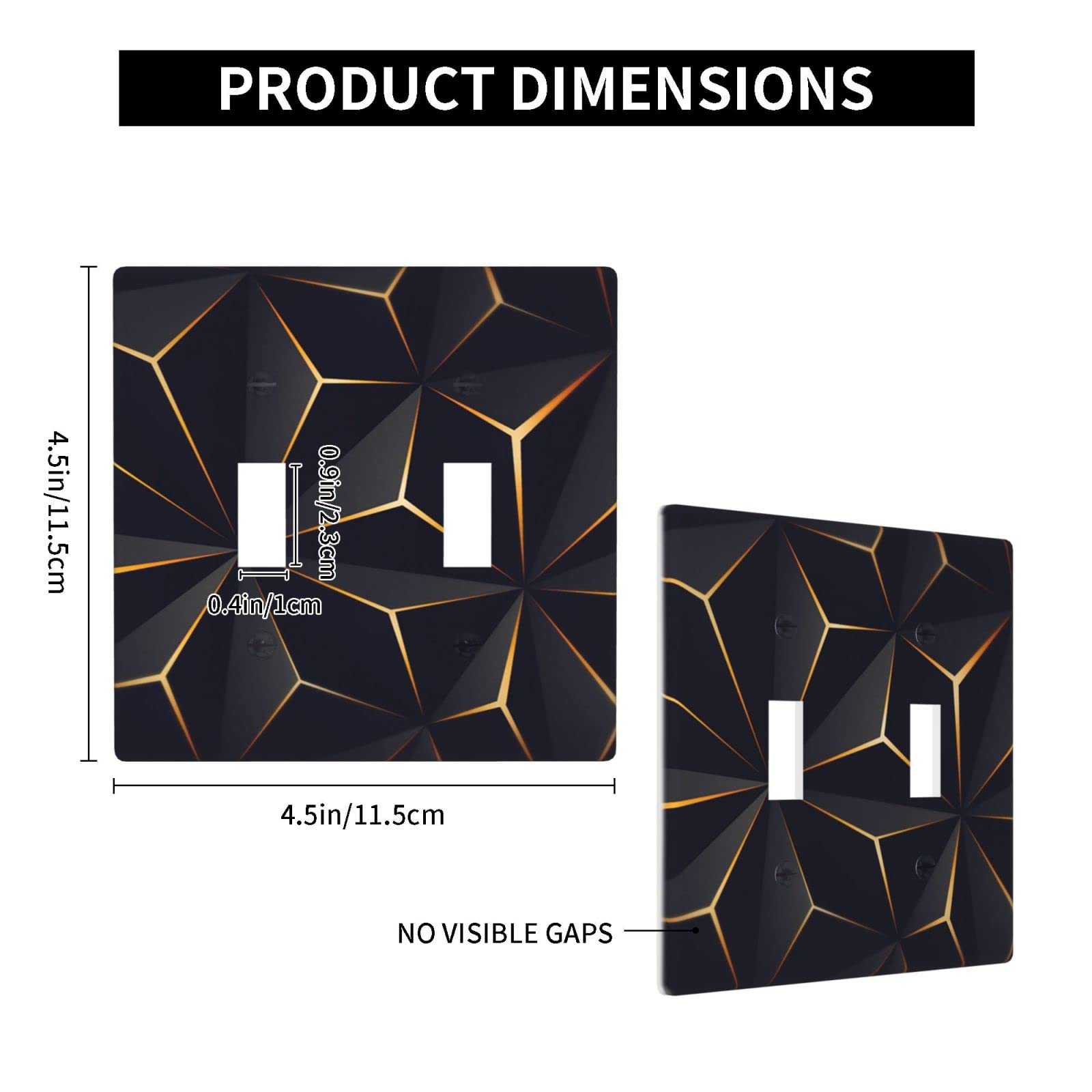 Modern Abstract Diamond Pattern Light Switch Cover - Double Toggle 2 Gang Wall Plate (4.50