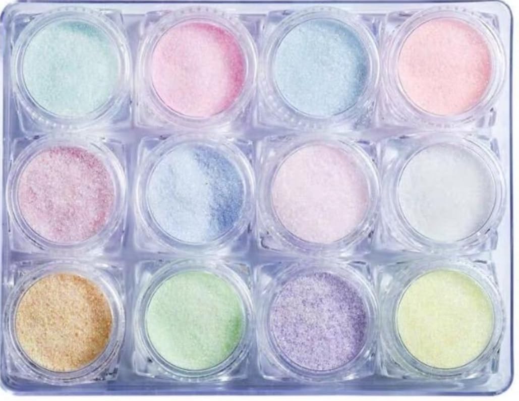 Shiny Nail Pigment Powder - 12 Pack Acrylic Dipping Glitter for Nail Art, Manicure & Pedicure - Perfect for Salon, Home DIY & Professional Nail Design