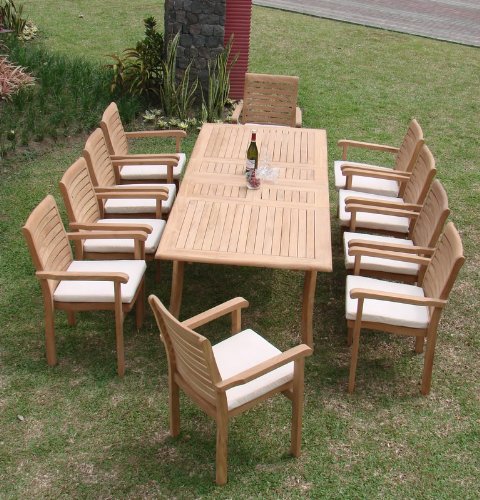 Premium Grade-A Teak Wood 10-Piece Dining Set - 117