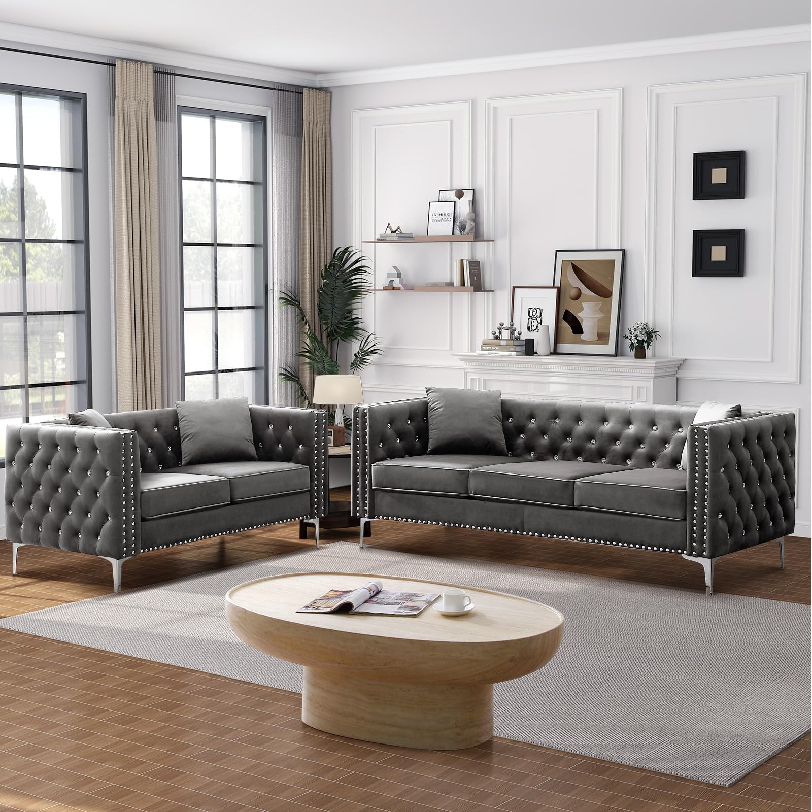 Luxury Velvet Loveseat Sofa 59.4