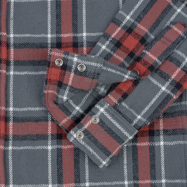 Iron Heart IHSH 369 12oz Heavy Flannel Western Shirt - Herringbone Check, Grey | Durable Workwear & Outdoor Casual Shirt for Men