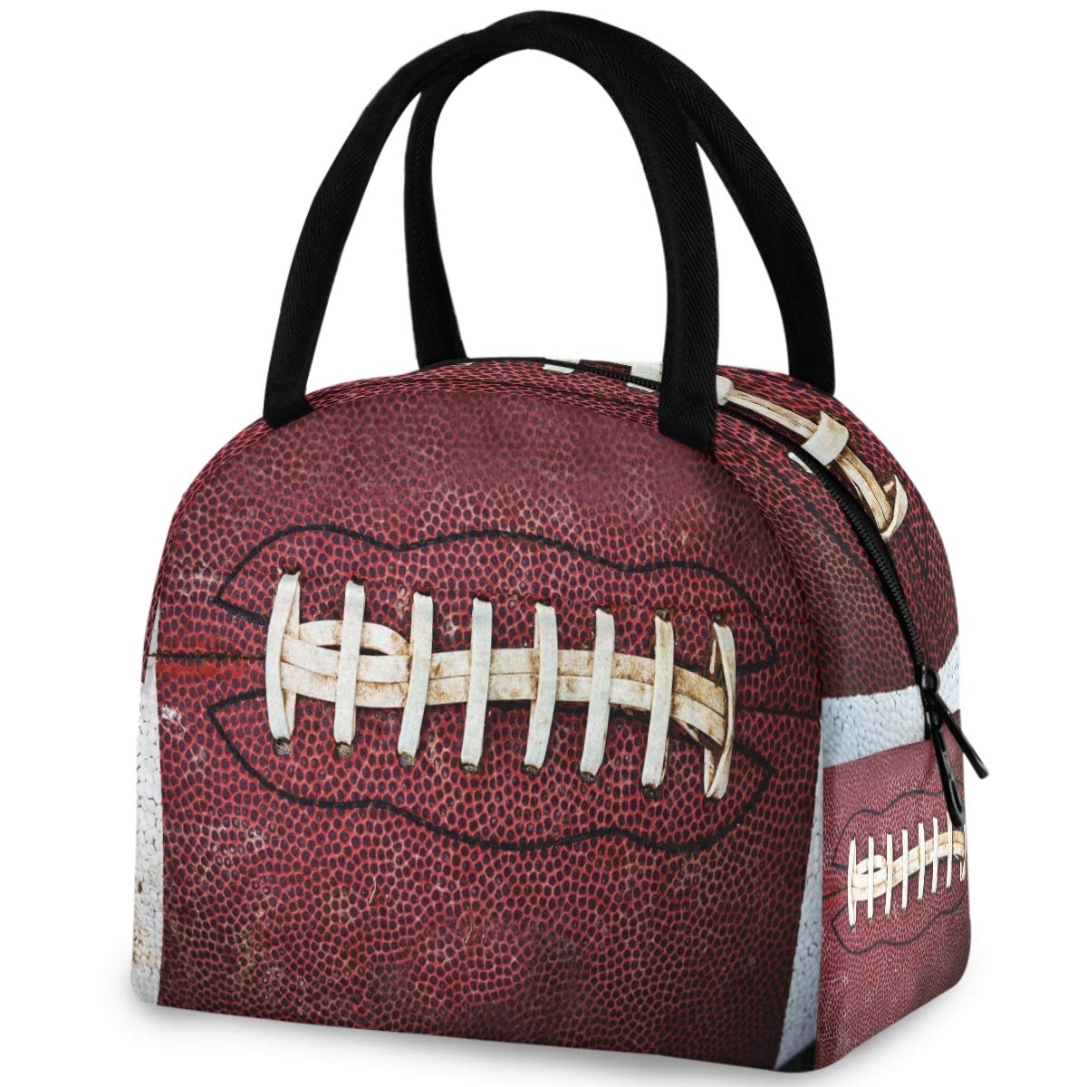 Lifelike American Football Skin Print Insulated Lunch Tote Bag - Reusable Thermal Cooler with Front Zipper Pocket for Work, Picnic, Travel, Beach & Fishing | Perfect for Office Meals, Outdoor Adventures & Sports Events