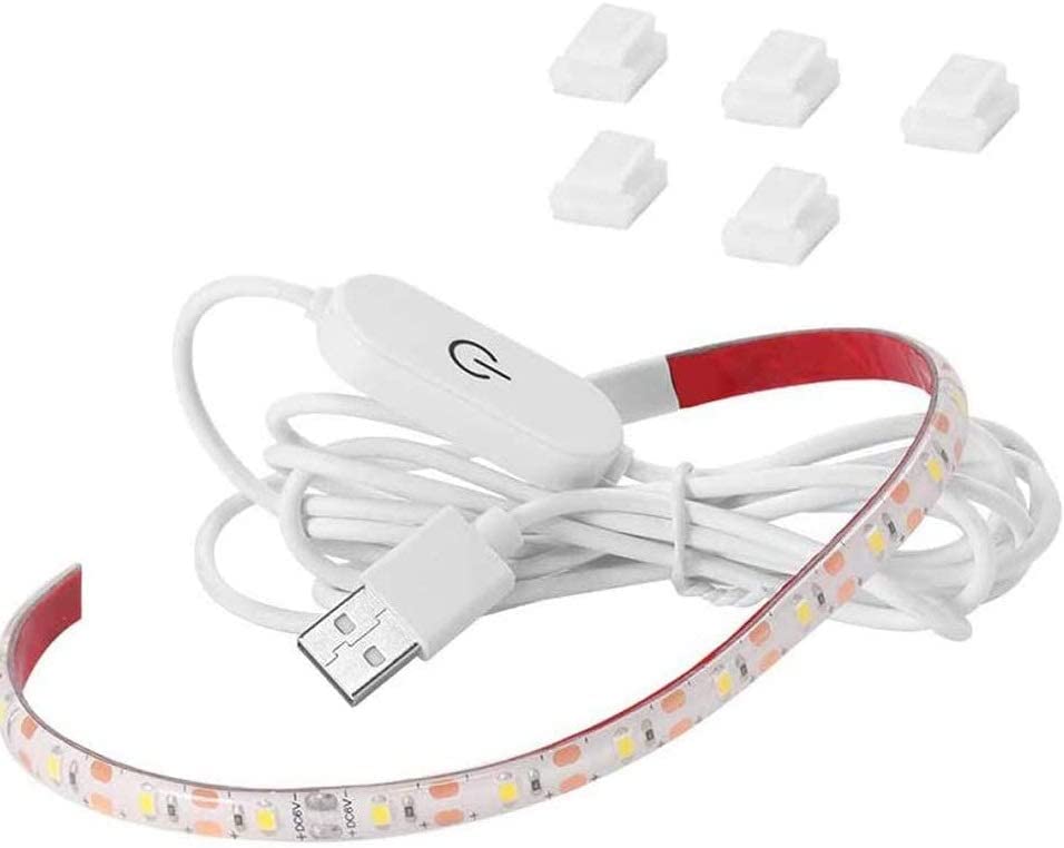 5V 30CM USB LED Sewing Machine Light Strip with Touch Dimmer - 18 Dimmable LEDs for Sewing Machines, Kitchen Cabinets & Baby Cribs - Easy Installation with Adhesive Clips (White) - Perfect for Nighttime Sewing, Under-Cabinet Lighting & Nursery Safety
