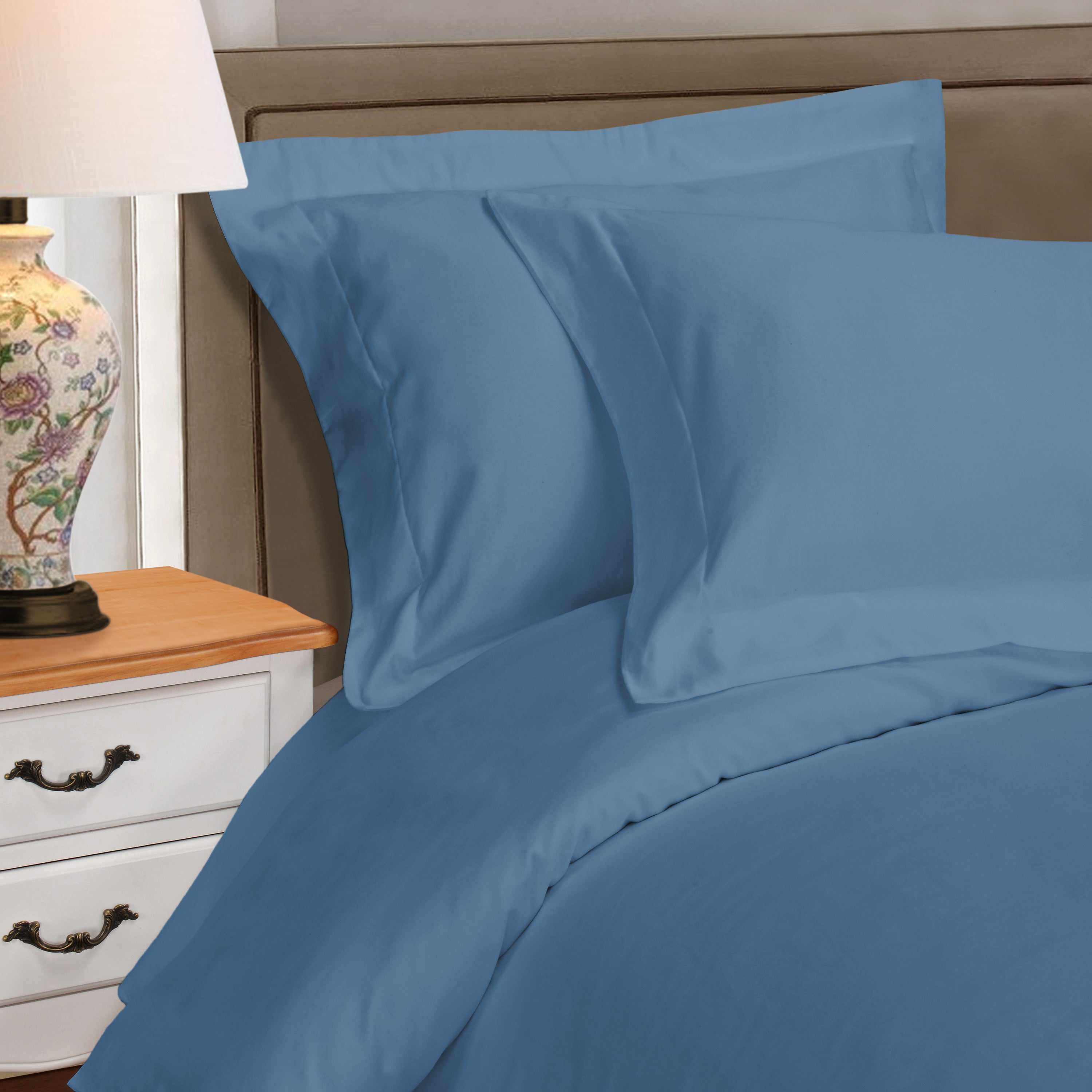 1000 Thread Count Egyptian Cotton Solid Duvet Cover Set - Luxury Bedding for Master Bedroom & Guest Room - Soft Breathable Duvet Cover for All Seasons