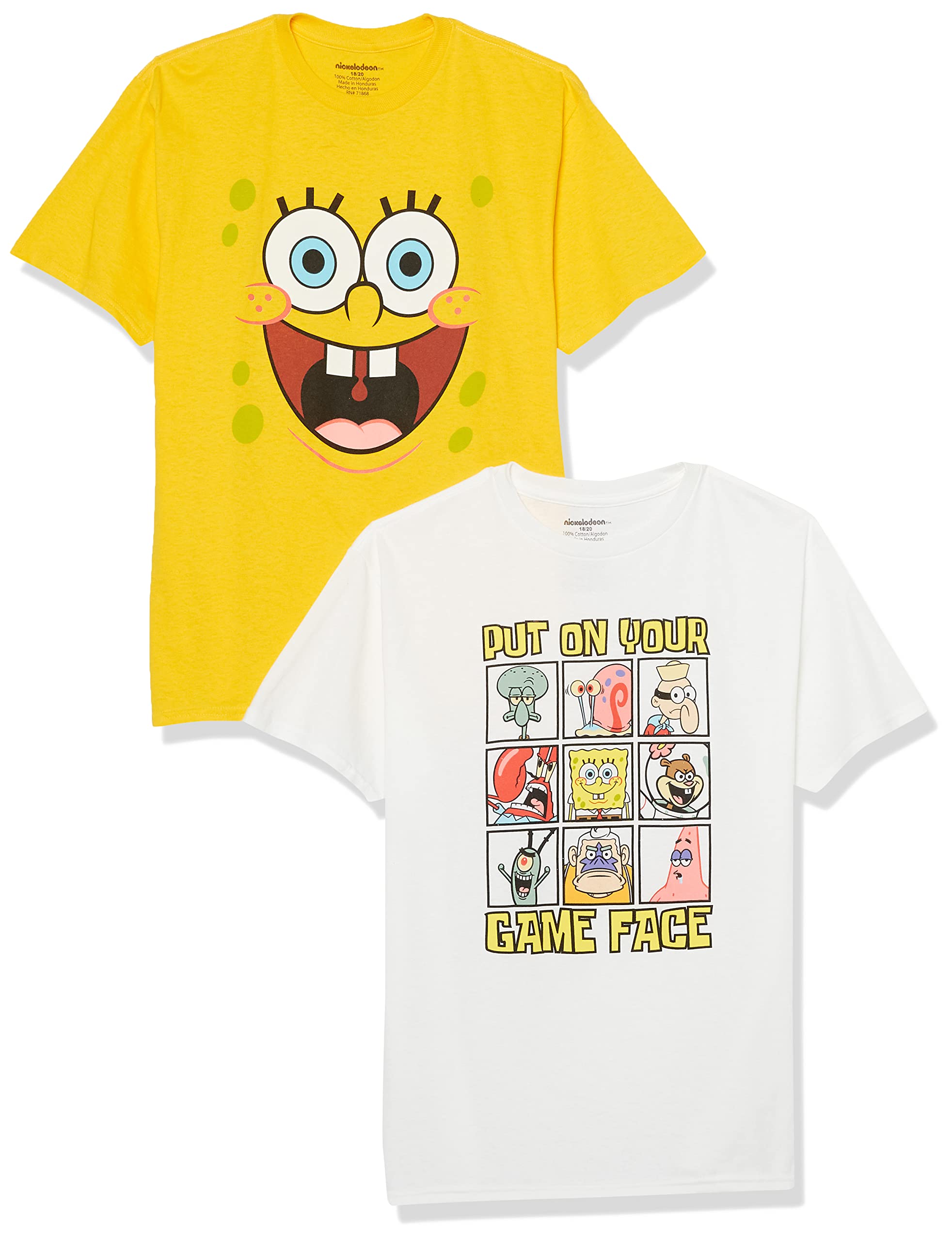 SpongeBob SquarePants 2-Pack Boys T-Shirts - Nickelodeon Cartoon Character Graphic Tees for Kids - Perfect for Casual Wear, Birthday Gifts & Cartoon Lovers