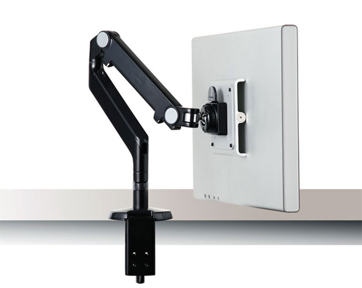 Humanscale M2 M2DB1S Adjustable Articulating Monitor Arm - Clamp & Bolt Through Mount with Base - Black - Perfect for Home Office & Workspace Ergonomics
