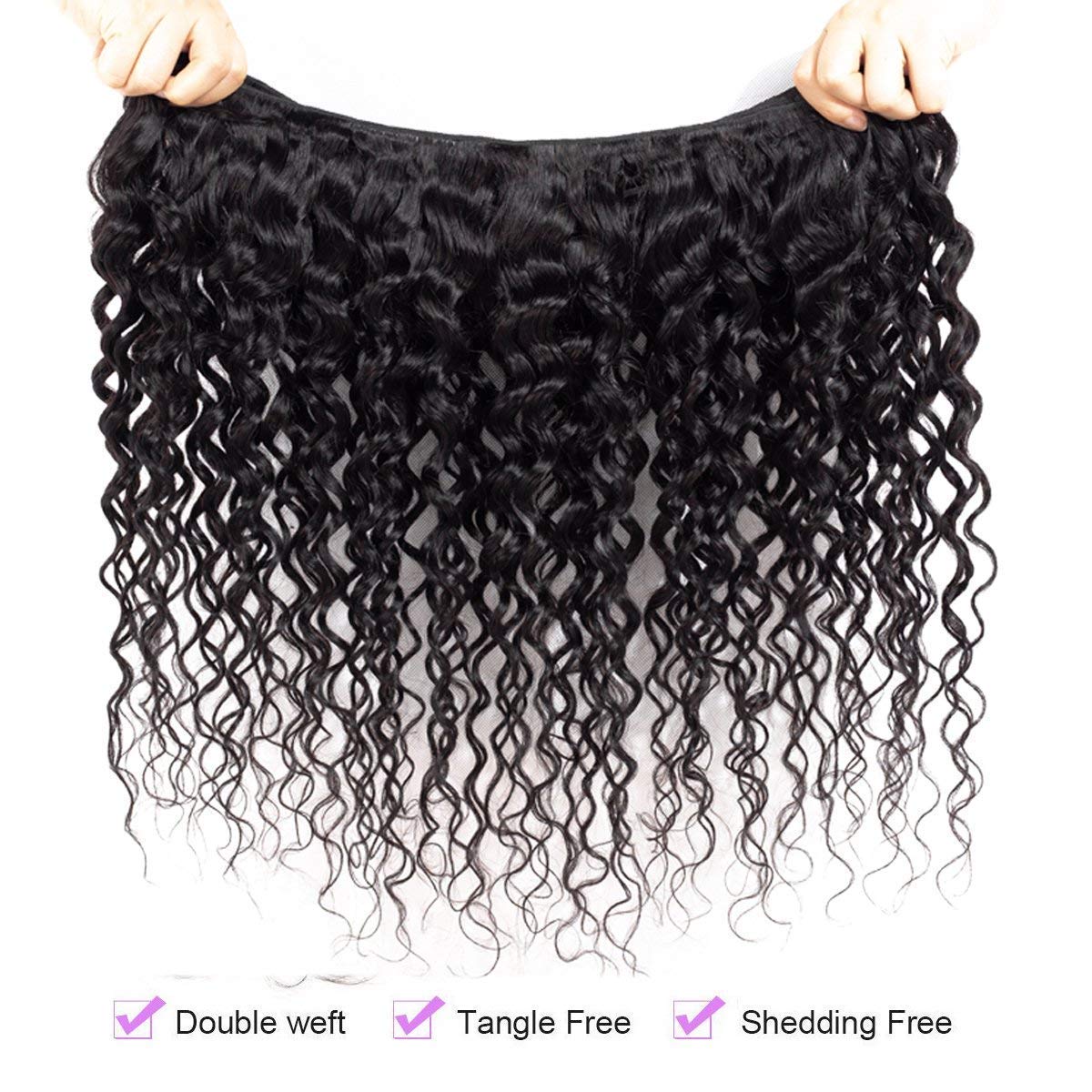 20Inch Brazilian Virgin Human Hair Bundles - Water Wave Hair Extensions 100g Natural Black for Styling & Volume | Perfect for Daily Wear, Parties & Special Occasions