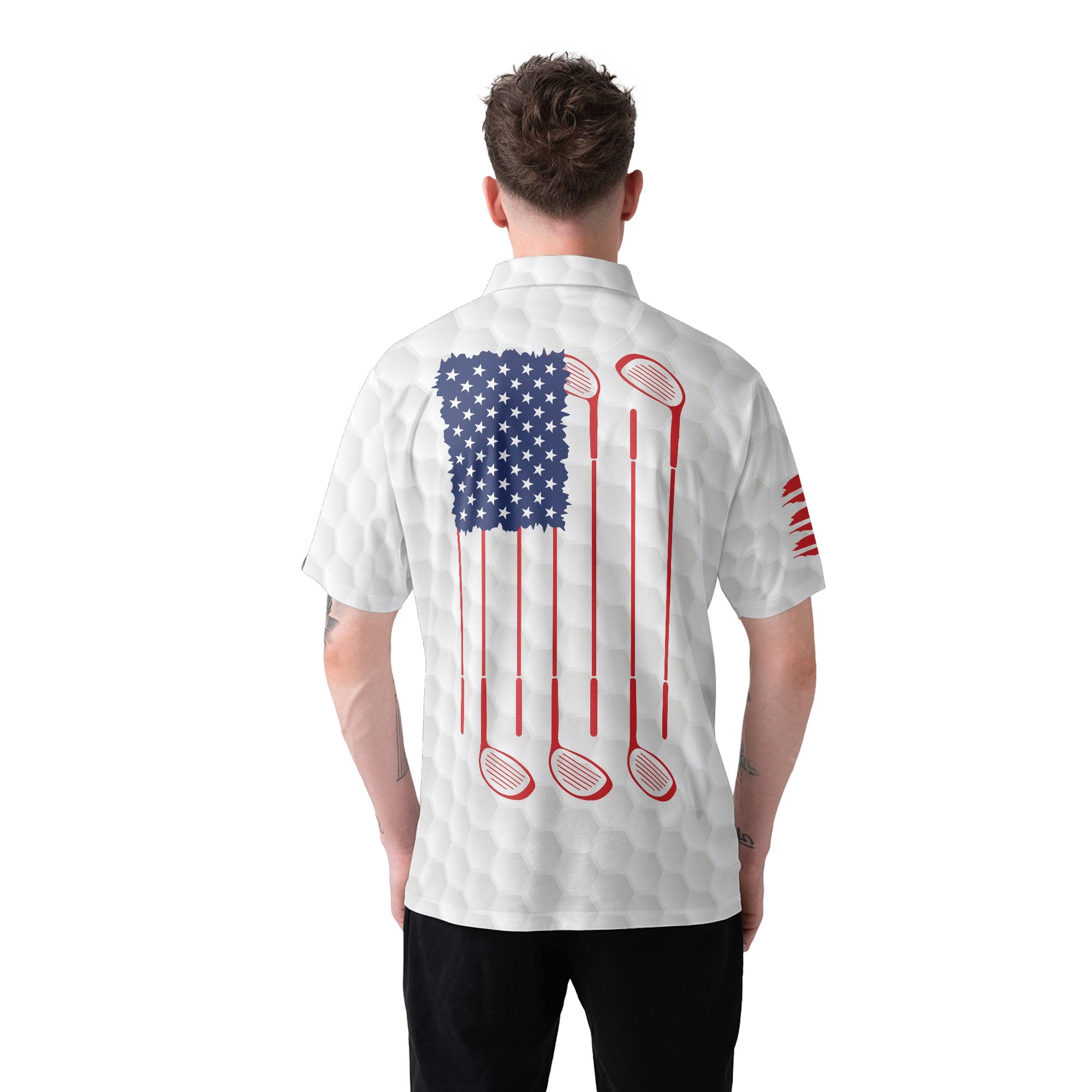 HYPERFAVOR Patriotic American Flag Golf Polo Shirts for Men - Short Sleeve Performance Golf Shirt - Perfect for Golf Tournaments, 4th of July & Patriotic Events